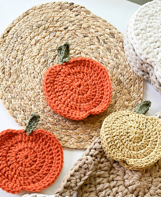 Pumpkin Cup Coasters in Orange Fall-Winter Lilly Bird Crochet