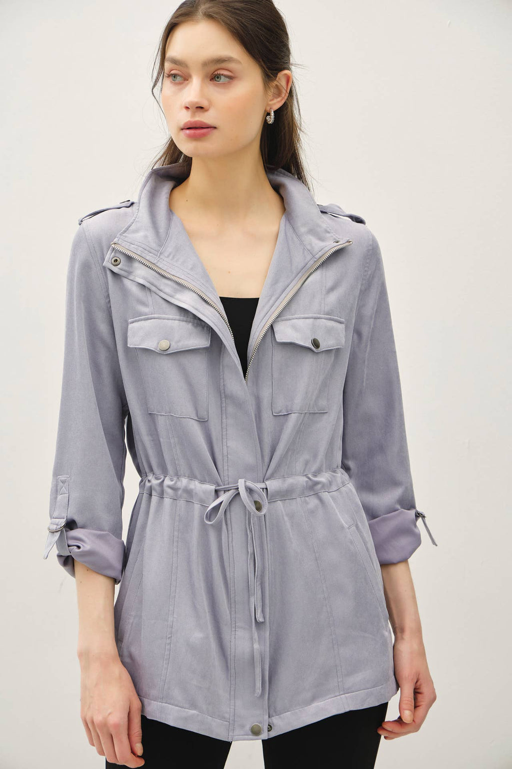 CINCHED WAIST SAFARI CARGO UTILITY JACKET