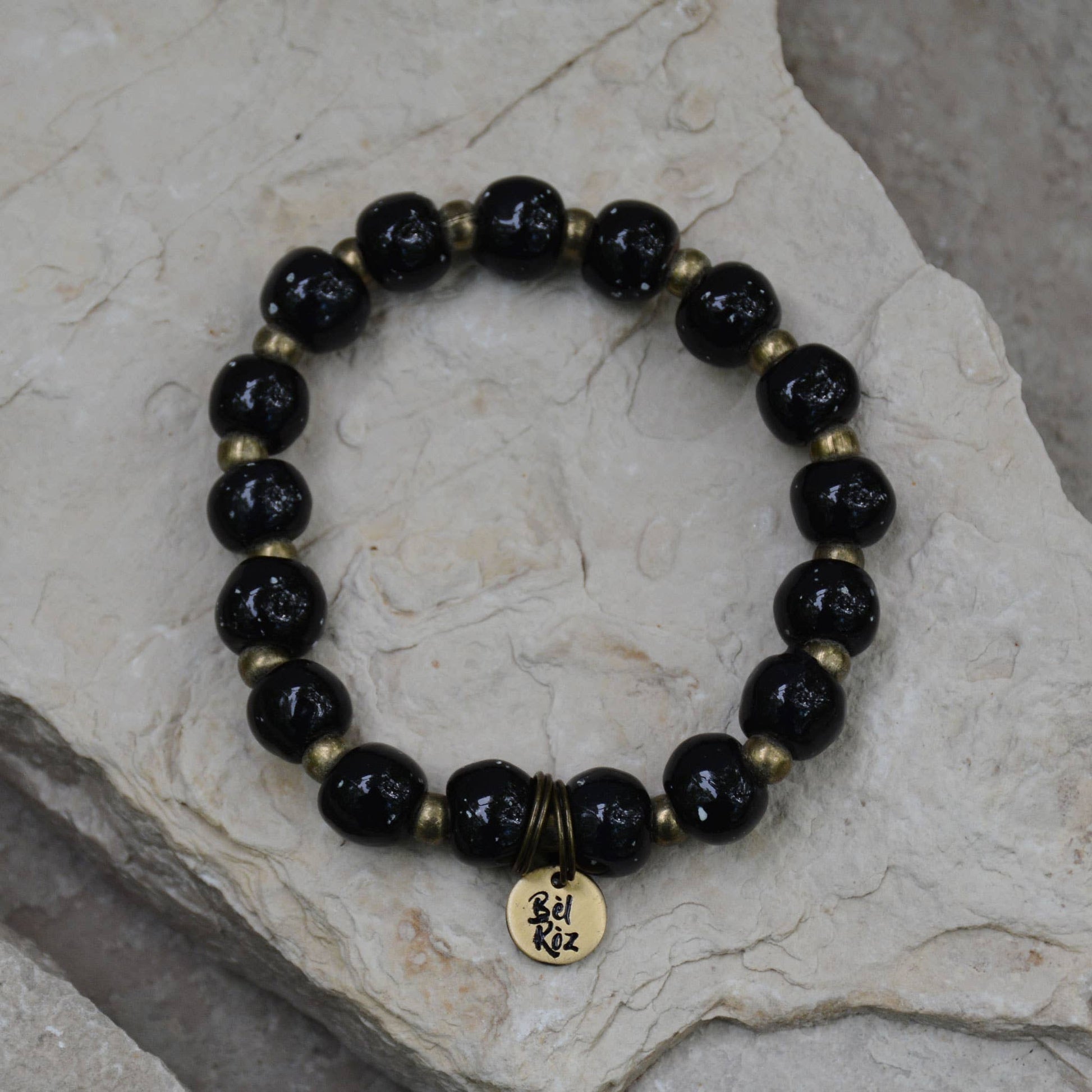 Midnight Black | Bel Koz Round Clay Bead Bracelet: BLESSED Core Bel Koz Haiti