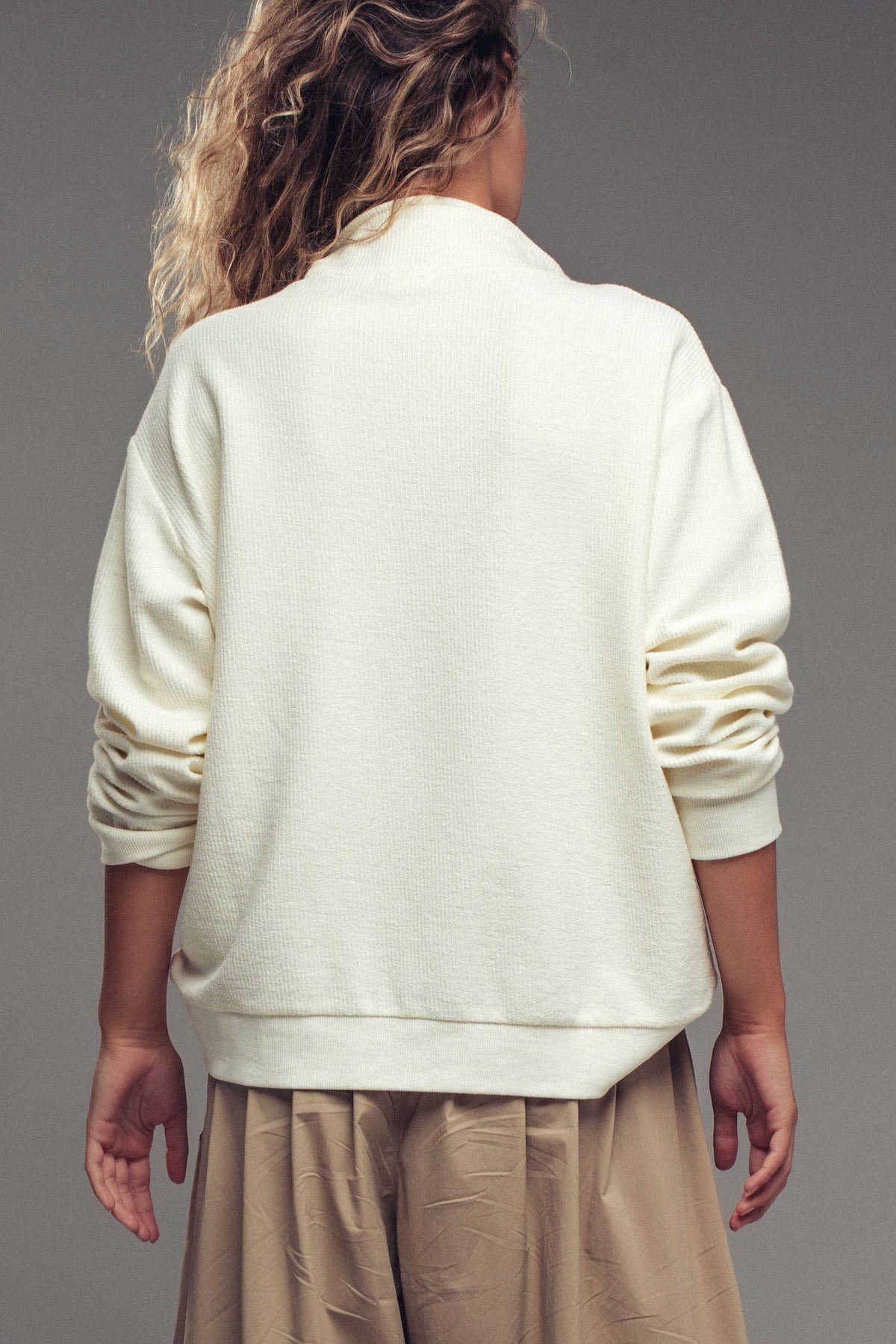 Vintage Washed Quarter Zip Ribbed Sweatshirt