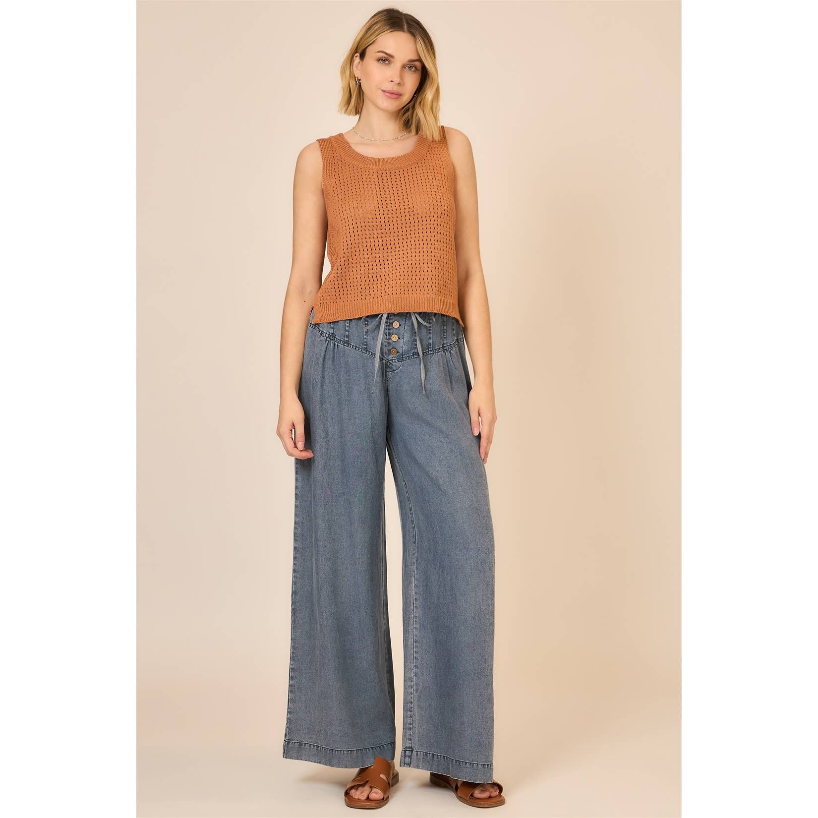 Cozy Casual, Inc. - Open Knit Cotton Sleeveless Top