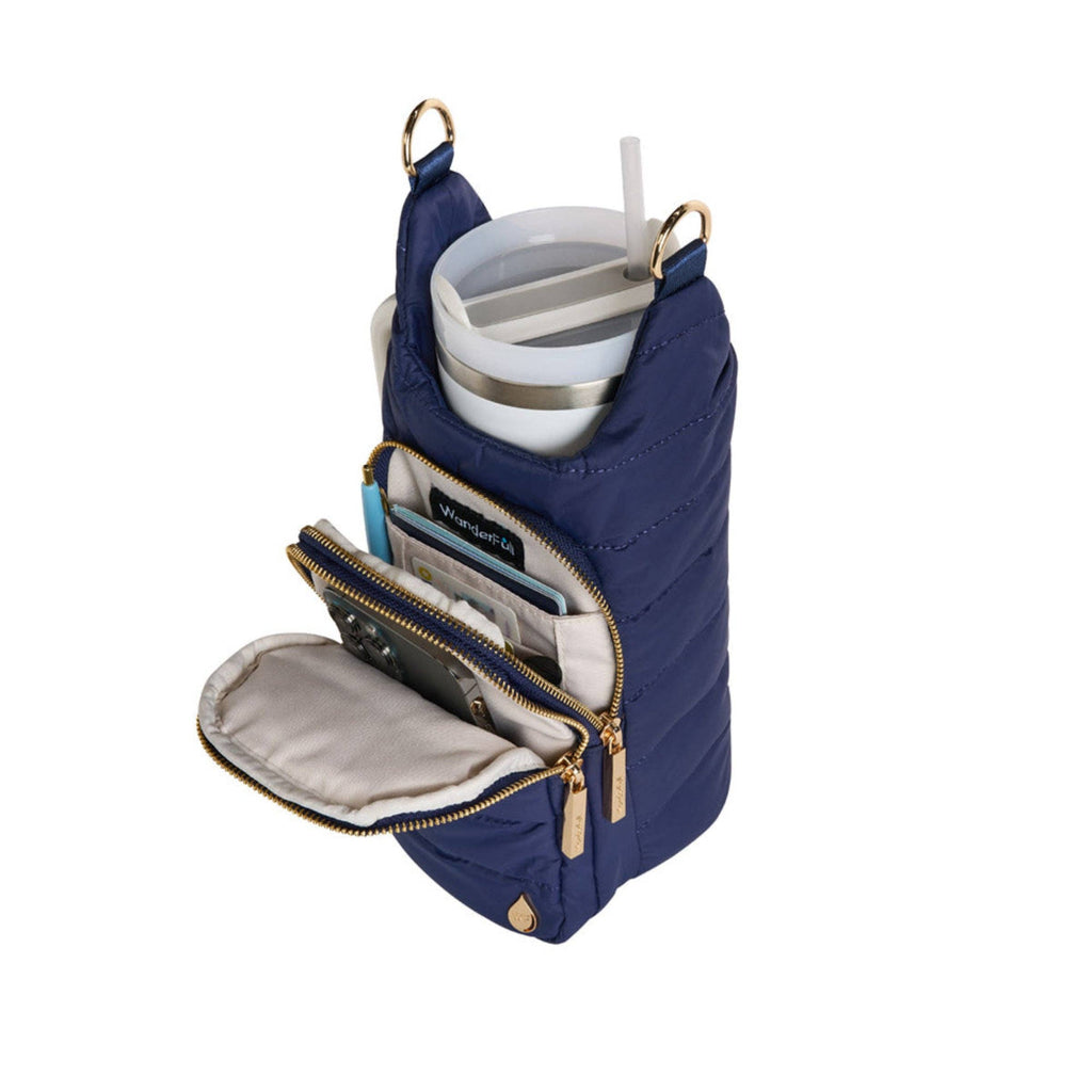 WanderFull - Original HydroBag - HydroBag® HANDLE™- Island Navy Matte with Pink and Navy Strap