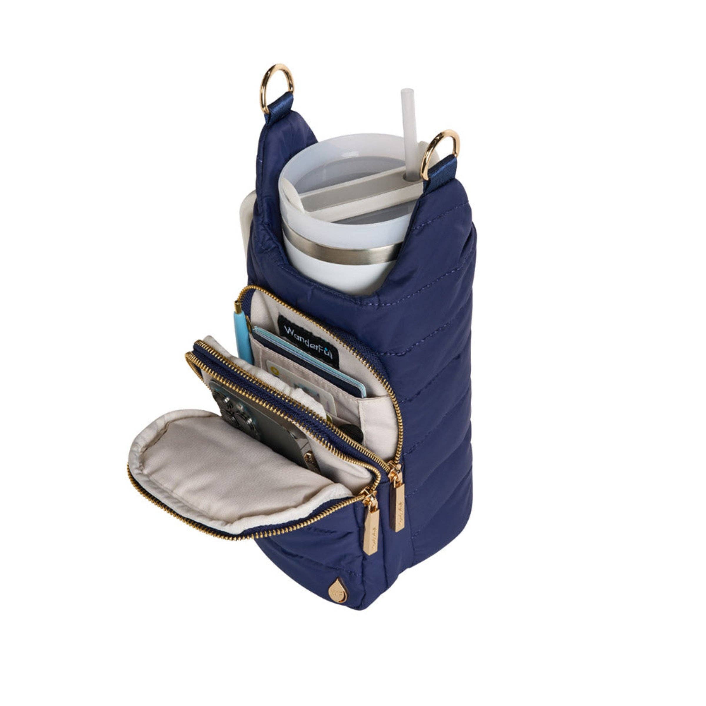 WanderFull - Original HydroBag - HydroBag® HANDLE™- Island Navy Matte with Pink and Navy Strap