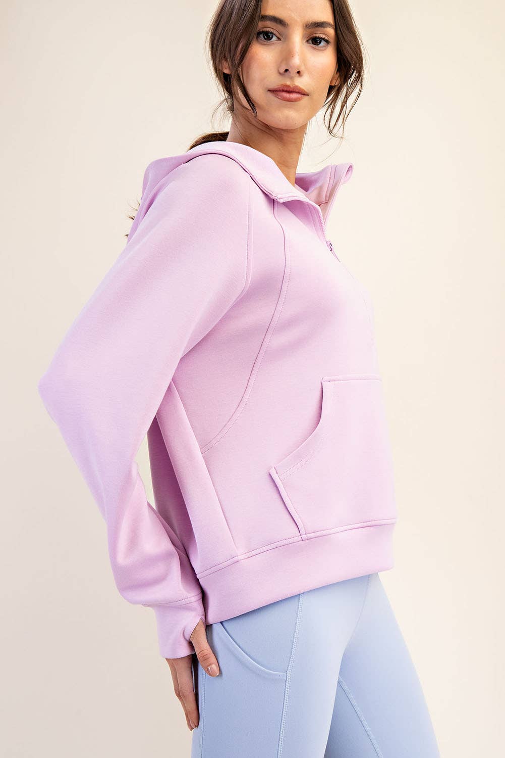 Modal Scuba Cropped Quarter Zip Hoodie