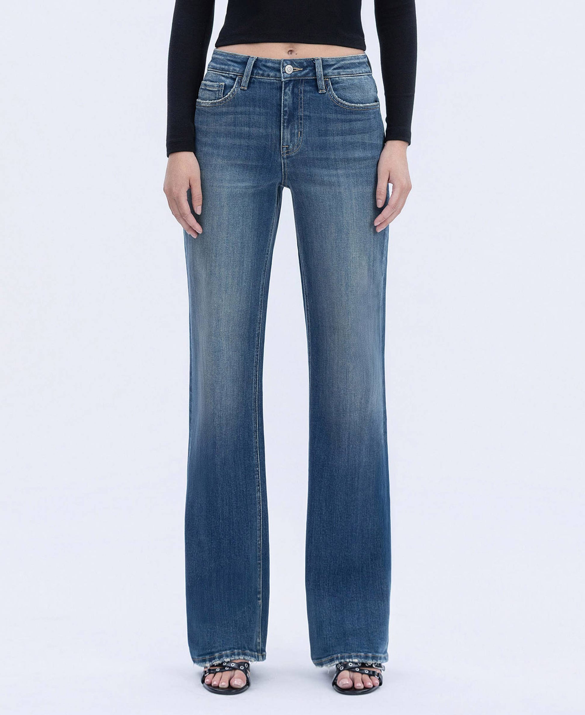 FLYING MONKEY - HIGH RISE FULL LENGTH VINTAGE FLARE JEANS F6268 FLYING MONKEY