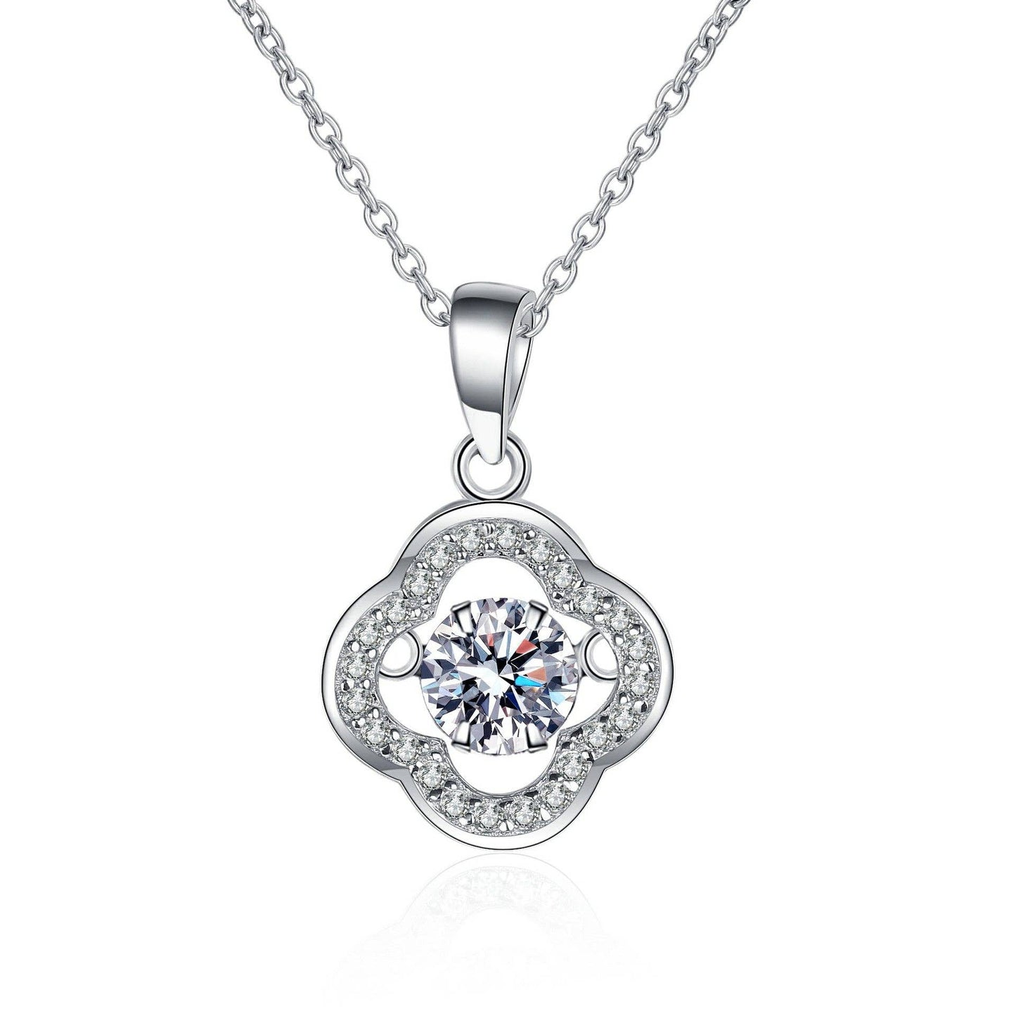 Four Leaf Clover Moissanite Necklace in 925 Sterling Silver 0.5ct Core Perimade & Co. LLC