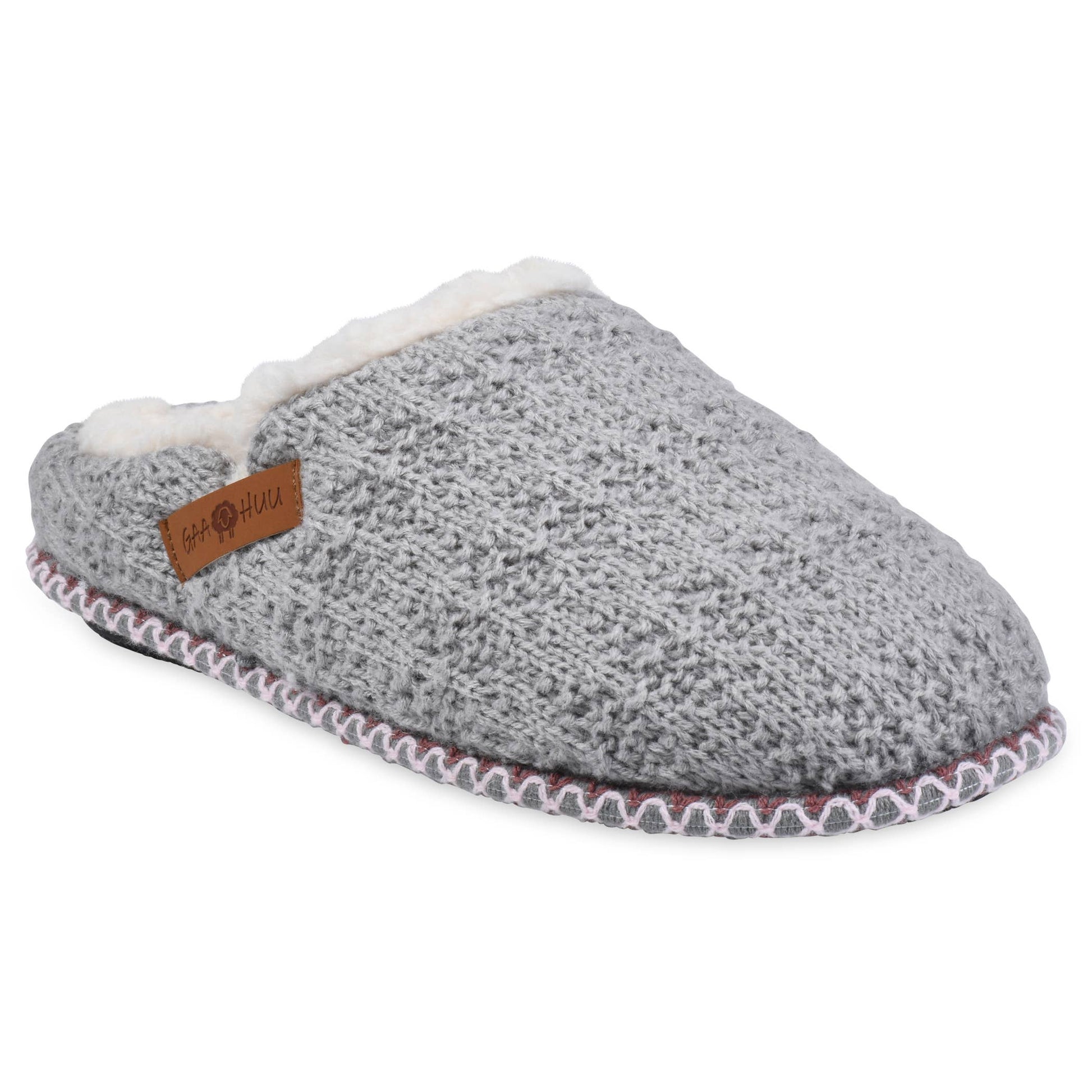 Womens textured knit clog with faux shearling lining gaahuu