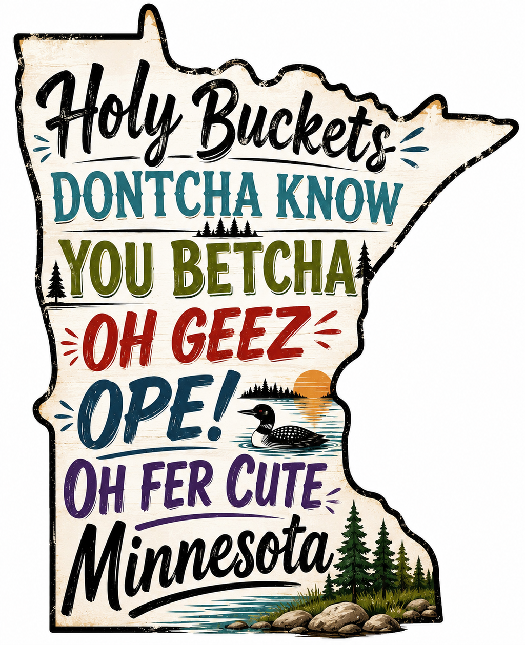 SassySotaGirl - Holy Buckets Minnesota Shape Kitchen Towel | Minnesota Gift