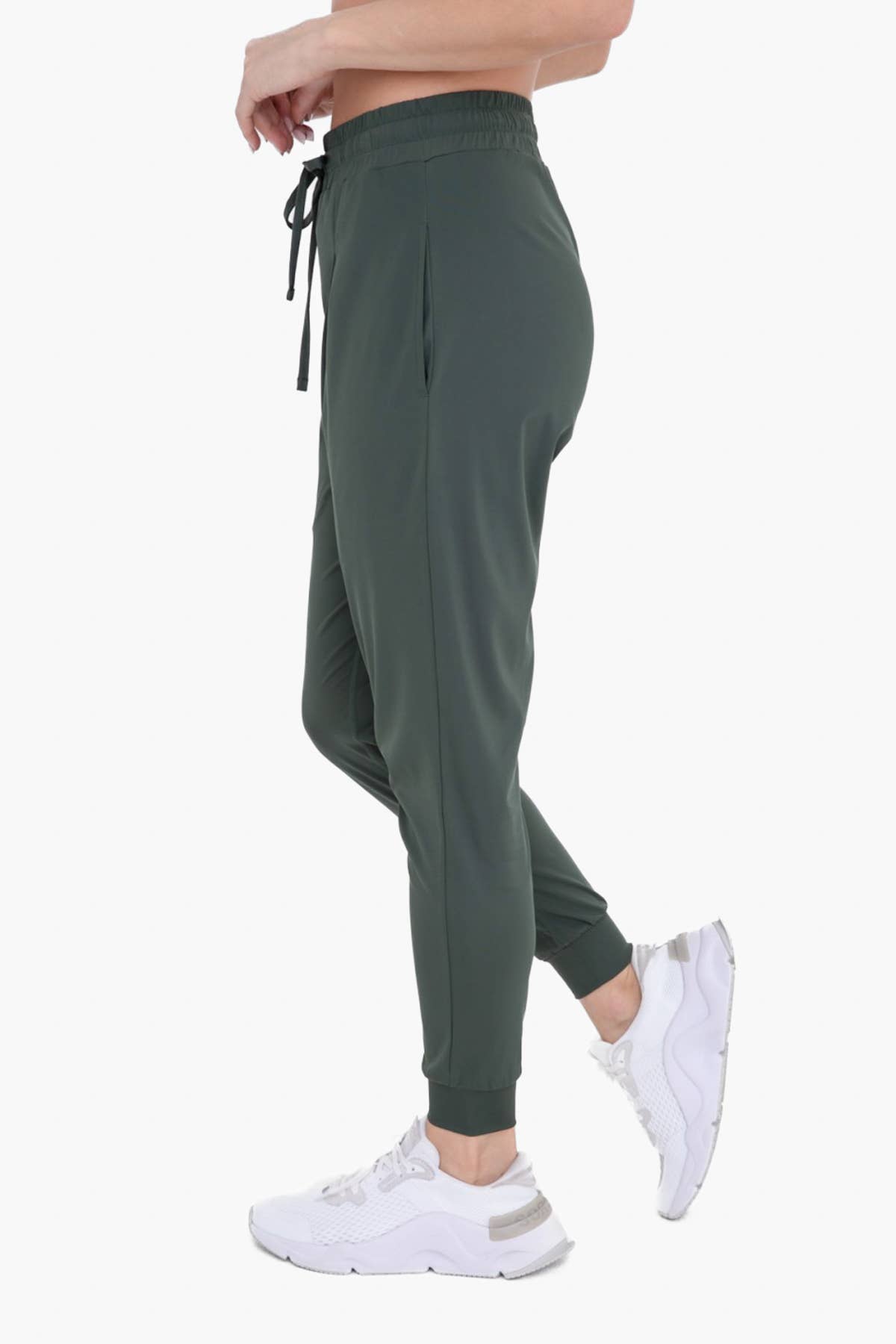 Solid Pleated Front Joggers: DEEP FOREST Core Mono B