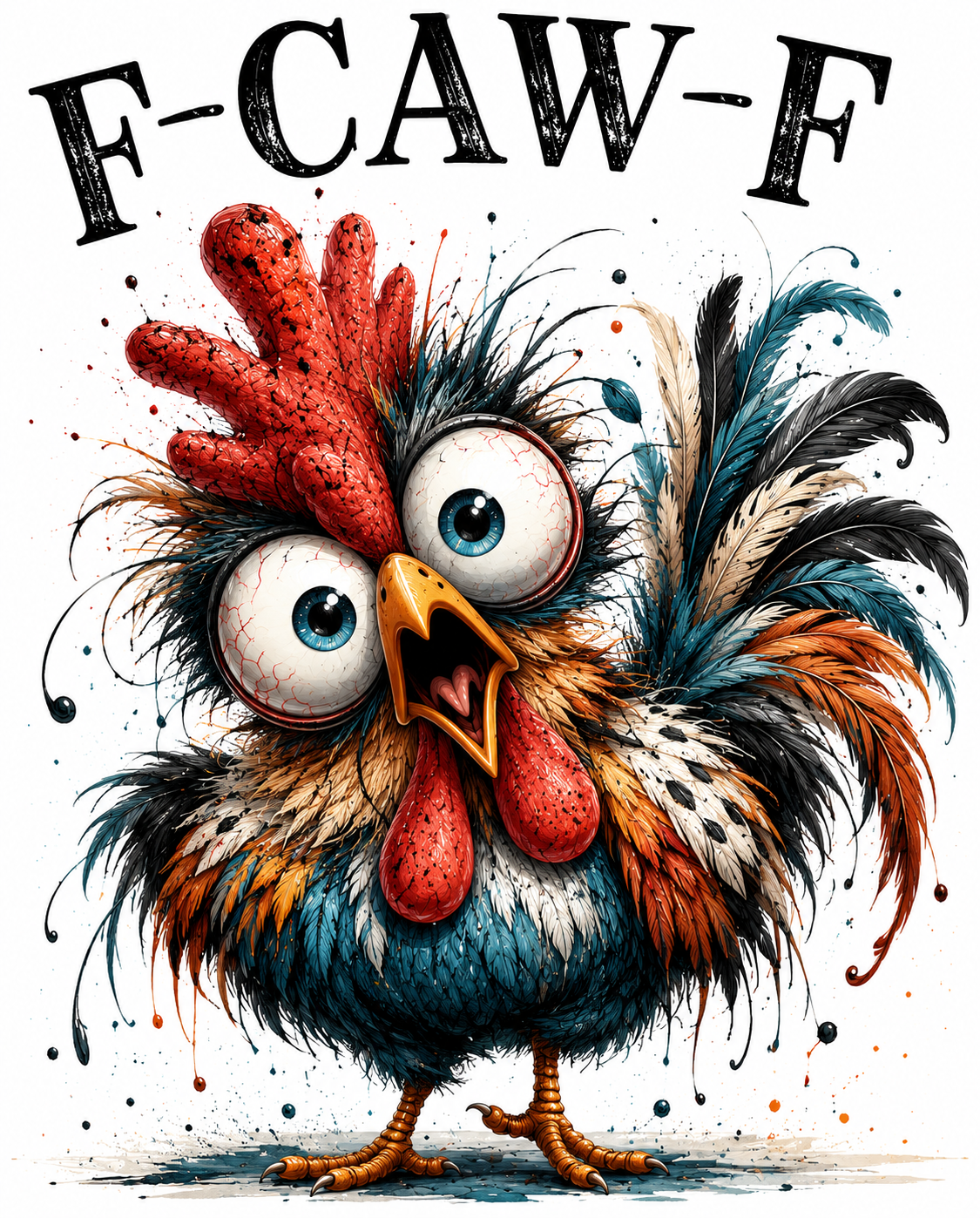 F-CAW-F Crazy Chicken - Waffle Weave Kitchen Towel