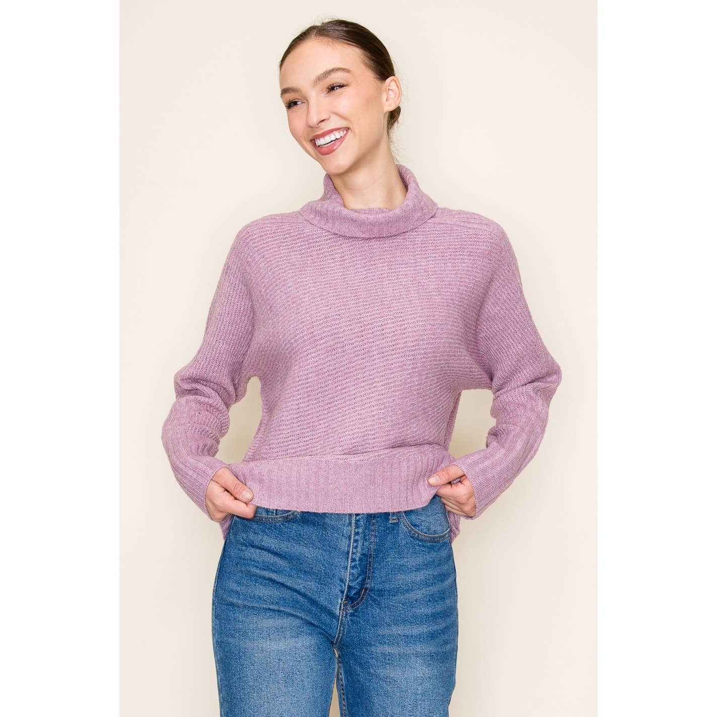 STACCATO - RIBBED TURTLE NECK LONG SLEEVE PULLOVER SWEATER  STACCATO