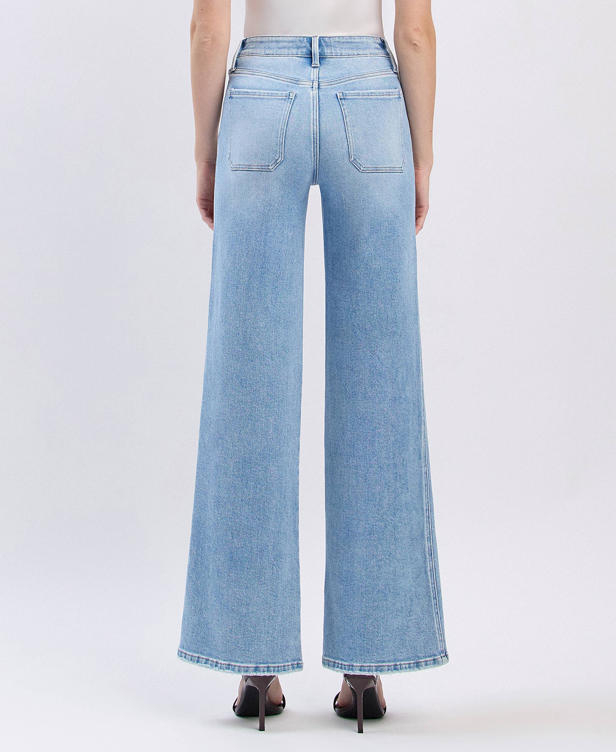 APUS HIGH RISE PATCH POCKET WIDE LEG JEANS