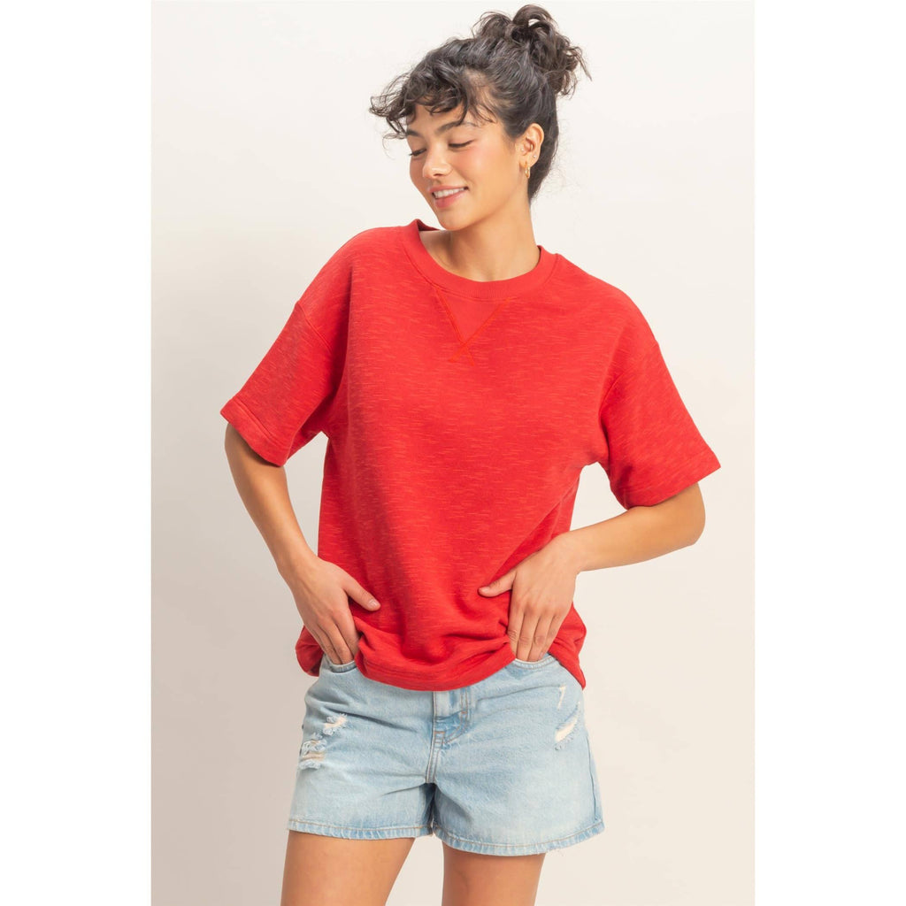Crew Neck Short Sleeve Top