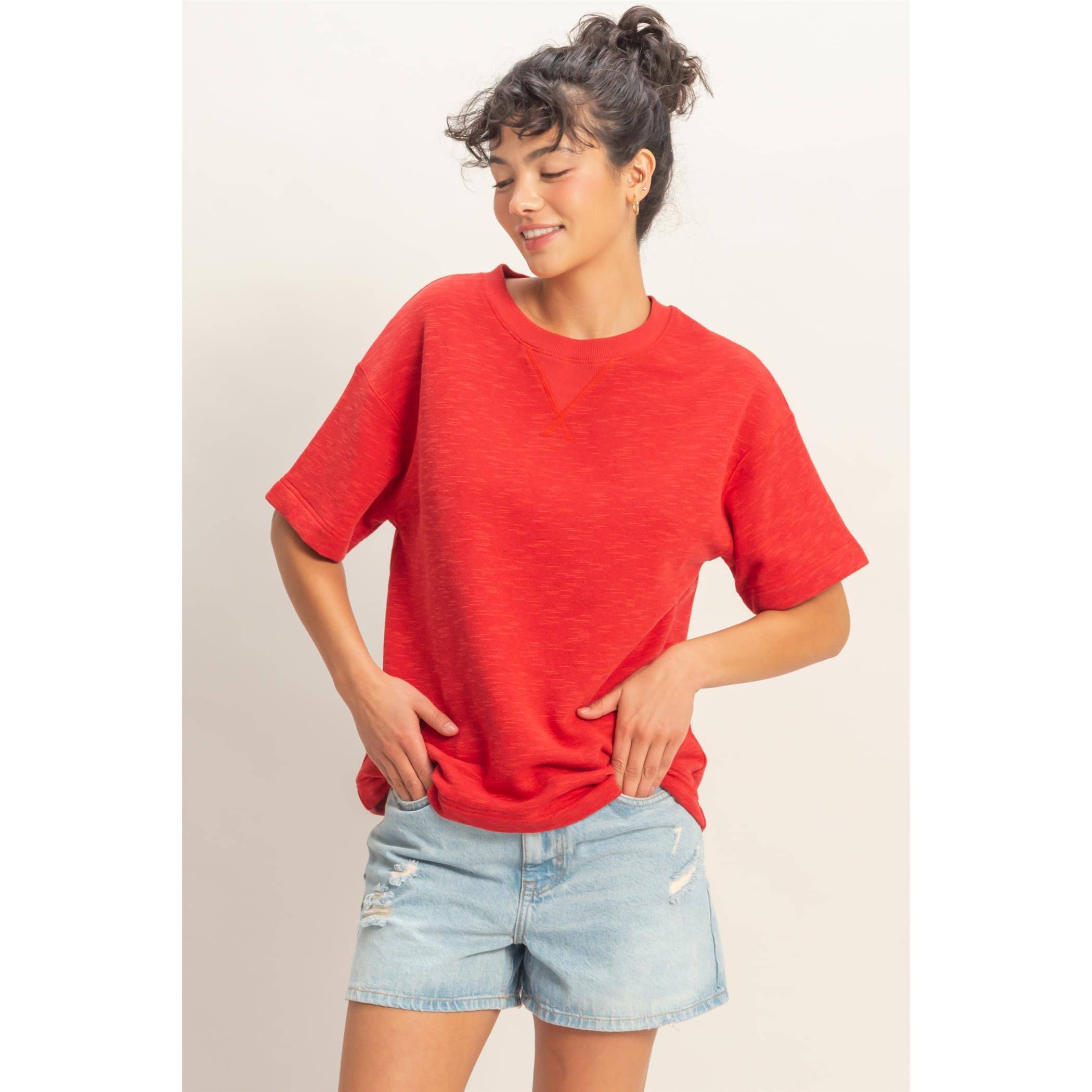 Crew Neck Short Sleeve Top