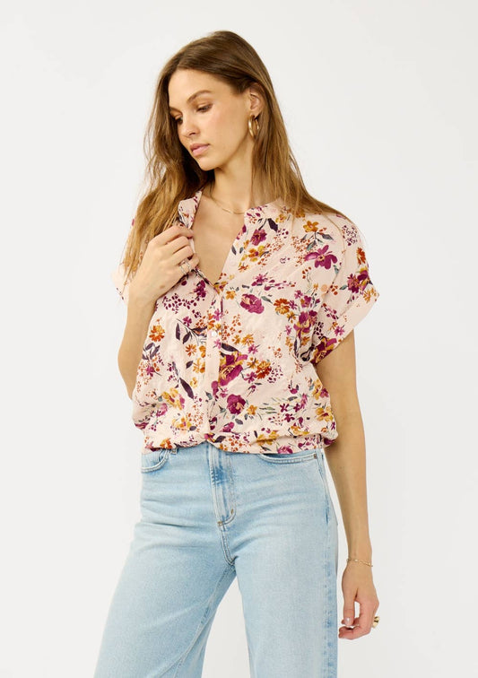 Lovestitch - Twist Front Dolman Sleeve Button Down Top Lovestitch