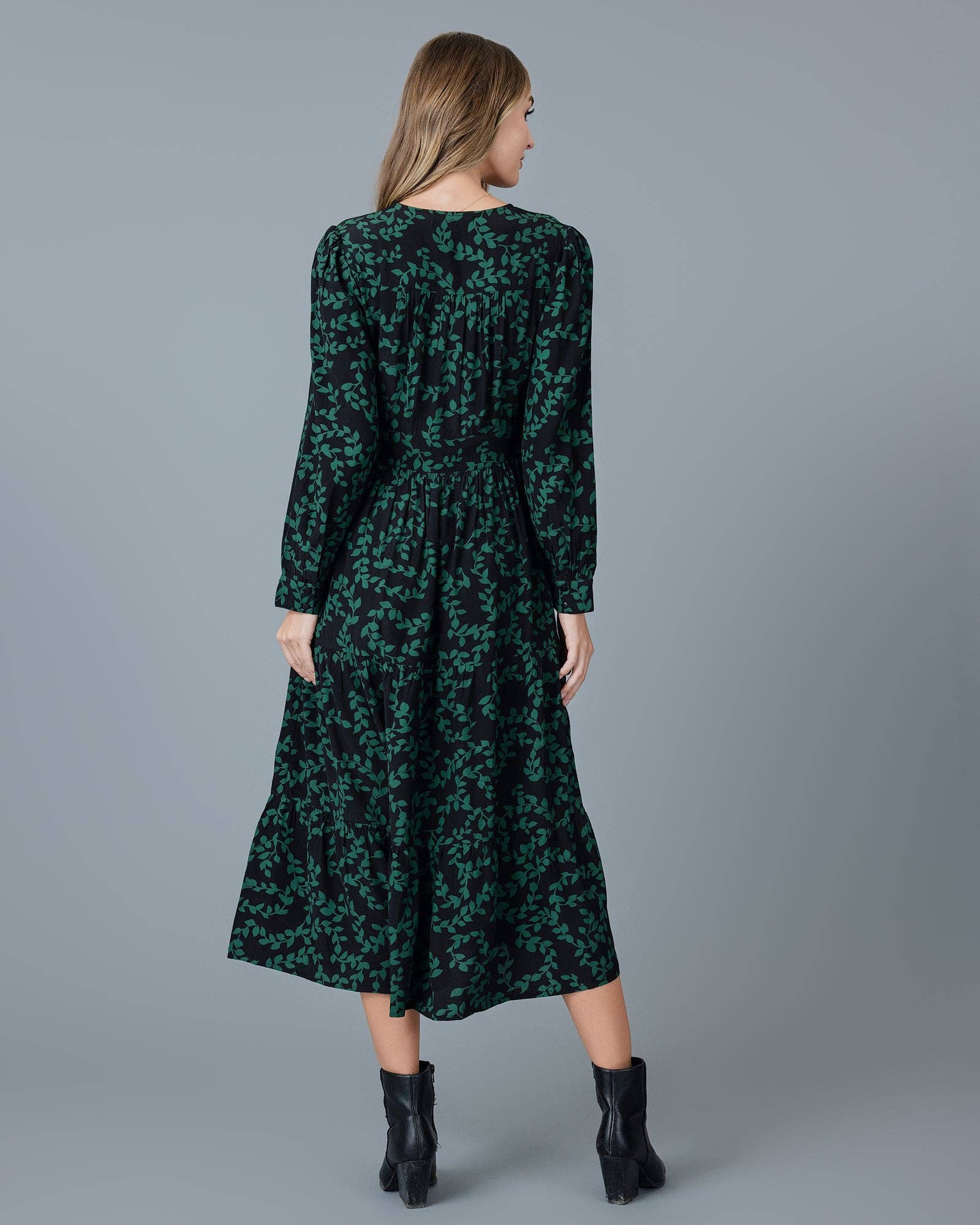 Black & Green Aven Midi Dress Fall-Winter Downeast