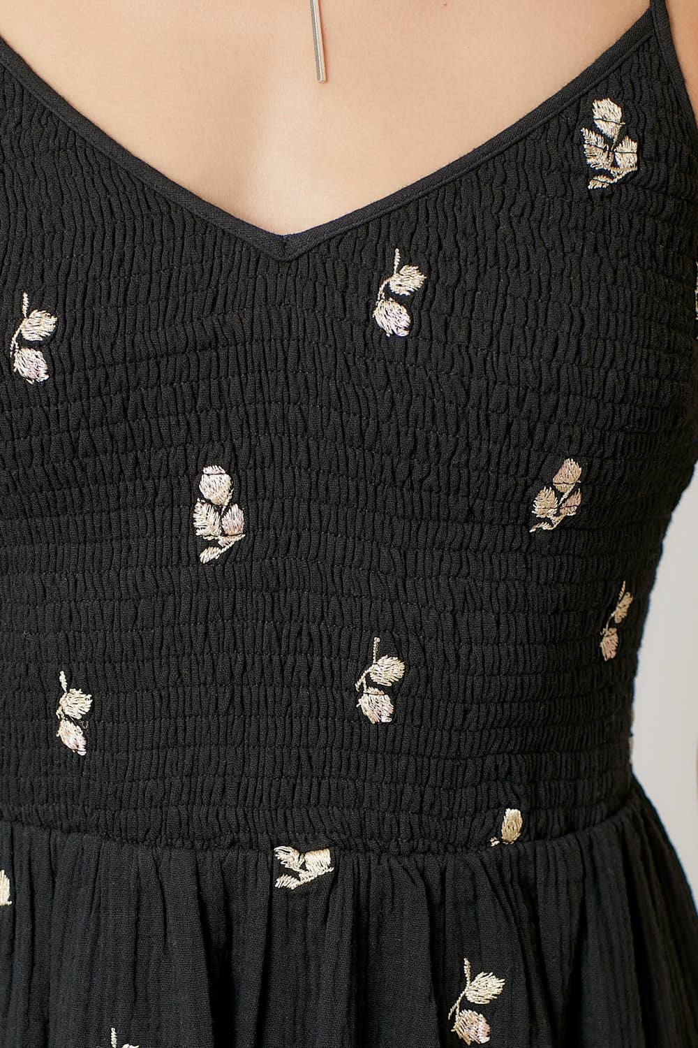Embroidered Gauze Dress: Black Spring-Summer Mystree