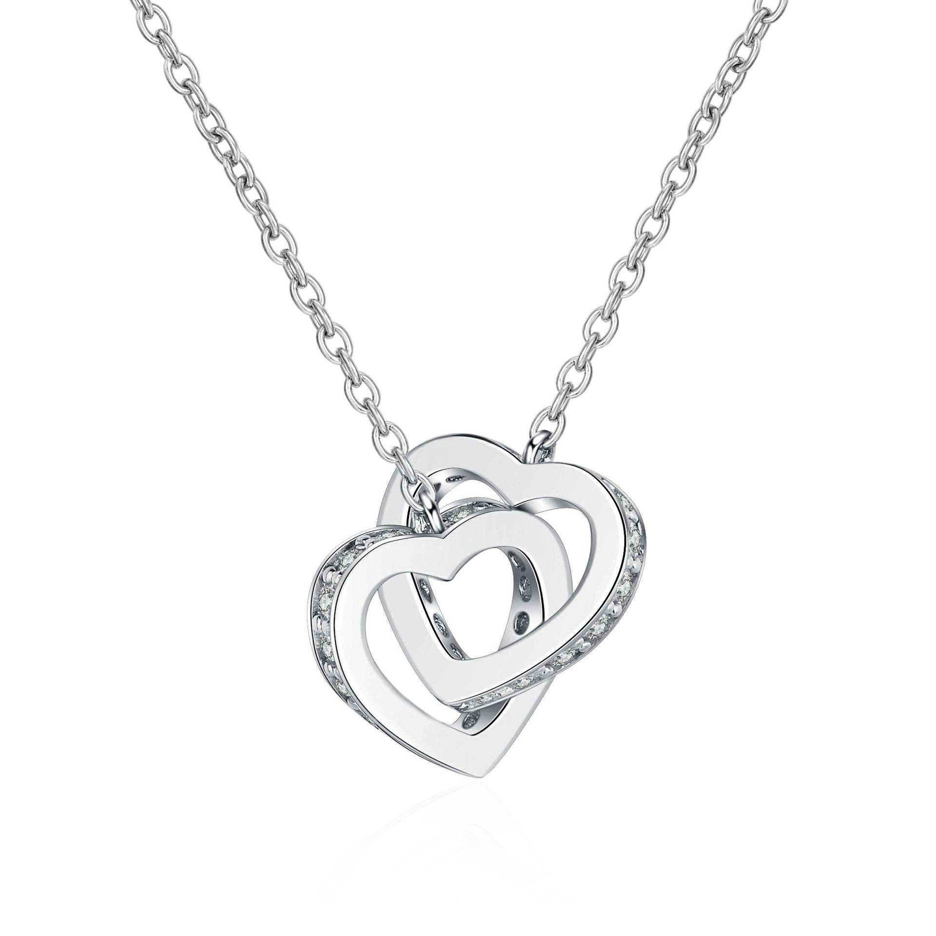 Moissanite Interlock Heart Necklace in 925 Sterling Silver Perimade & Co. LLC