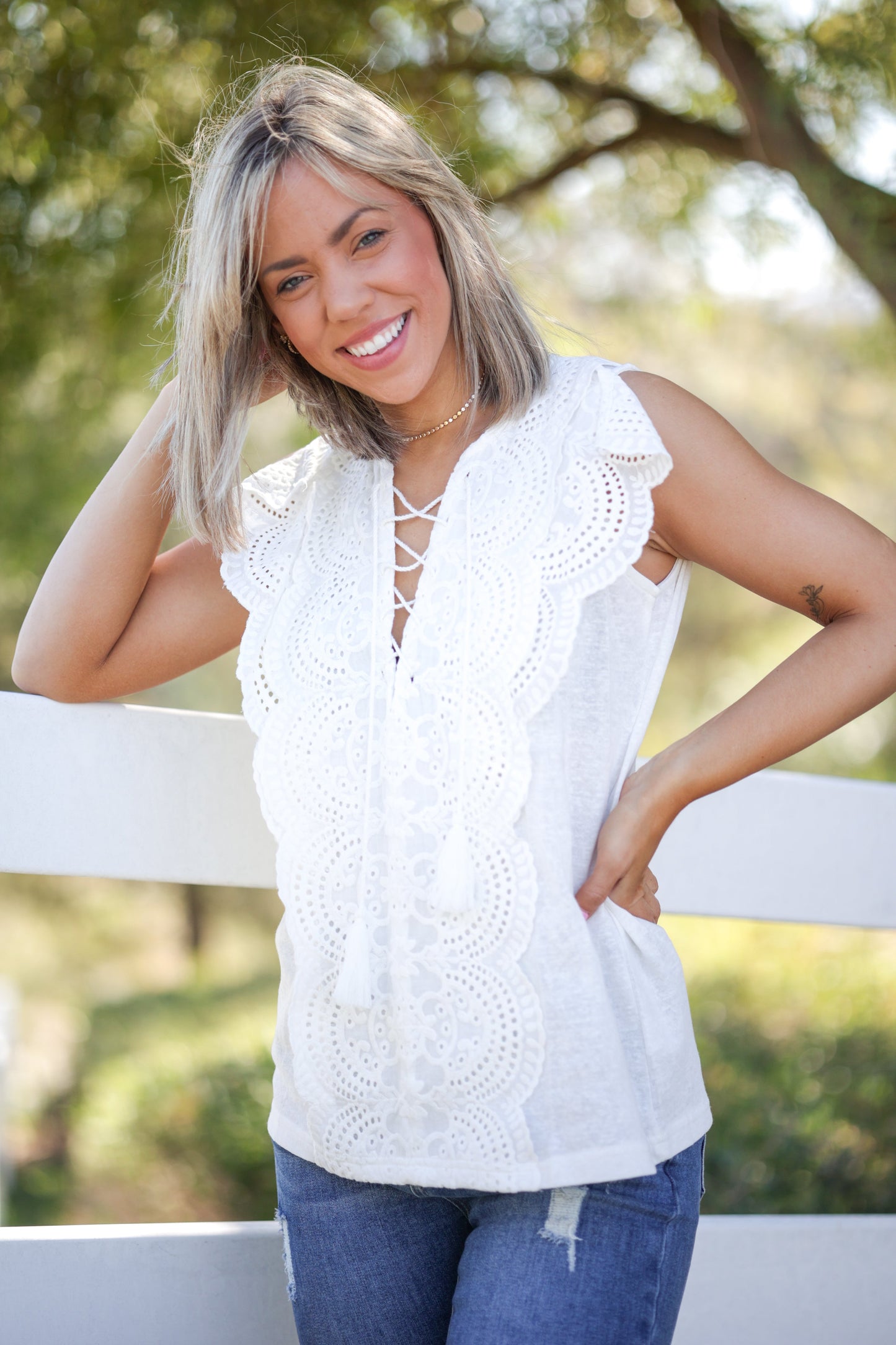 Addicted To You Eyelet Lace Top Giftmas Boutique Simplified