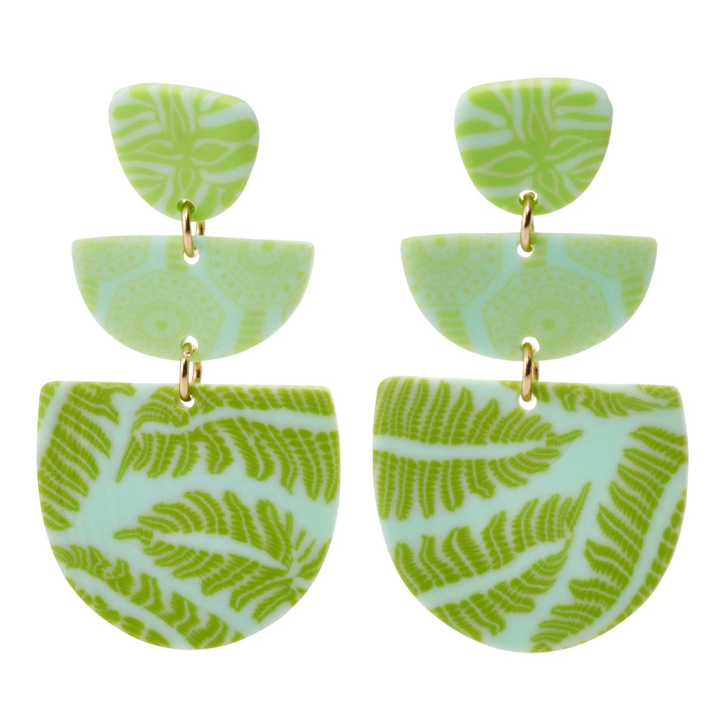 Seaside Green Triple Clay Bezel Post Earrings Spring-Summer JILZARAH
