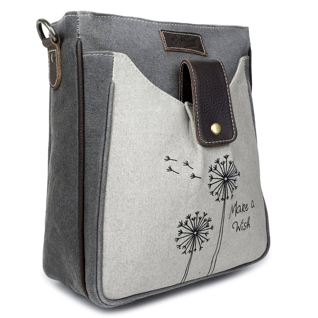 Canvas & Leather Women's Crossbody - Timberwolf/Taupe Gray