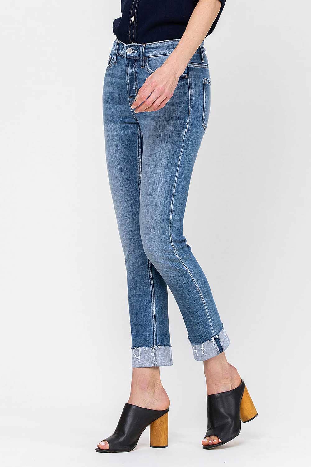 JANET MID RISE CUFFED CROPPED STRAIGHT JEANS Spring-Summer FLYING MONKEY