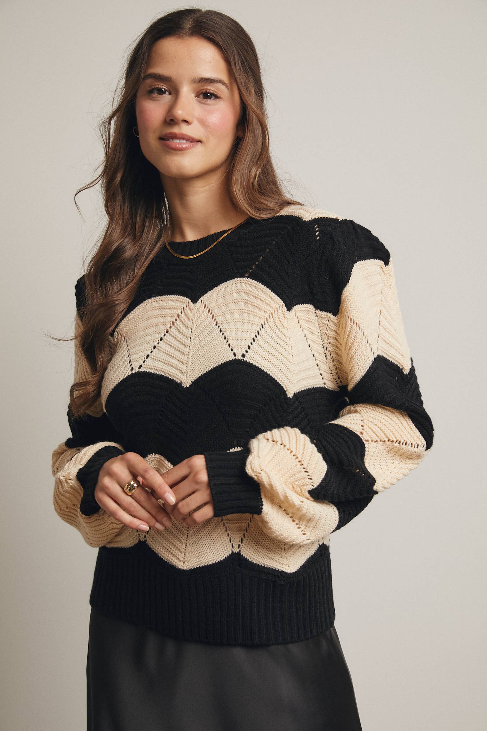 Wave Knit Chevron Pullover