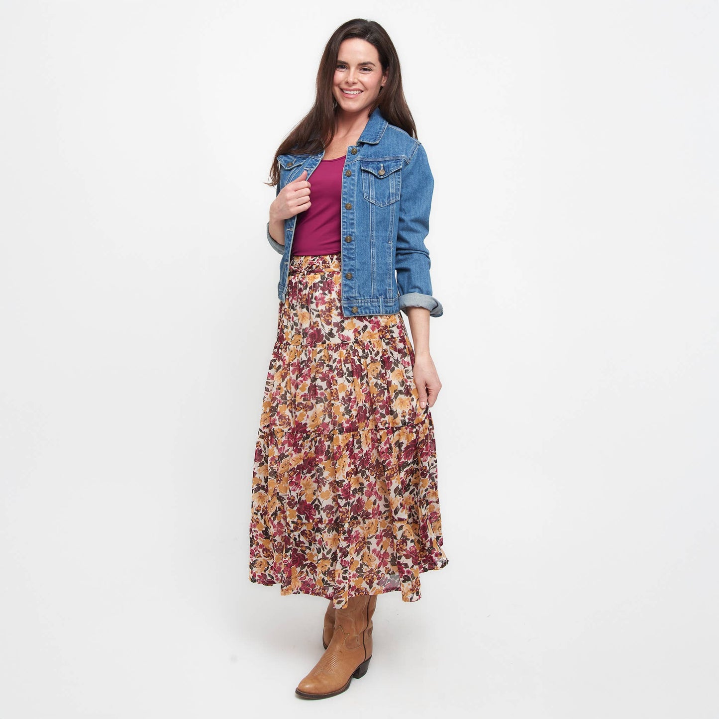 Elsie & Zoey - Hazel Georgette Tiered Maxi Skirt