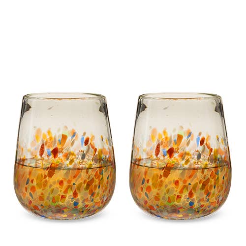 Artistico Recycled Glass Stemless Wine Glasses - Set of 2 Twine