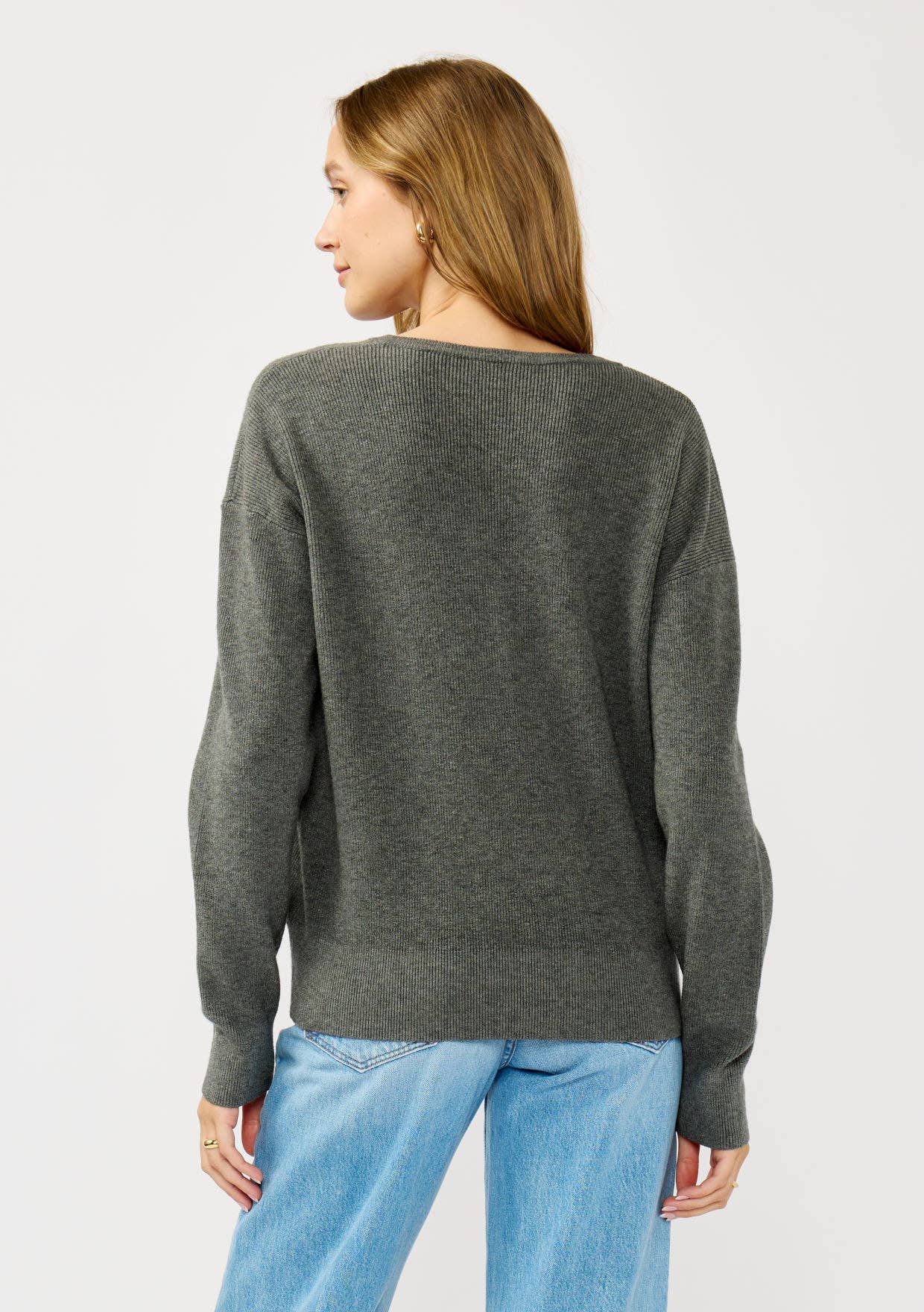 Lovestitch - V-Neck Rib Knit Sweater Lovestitch