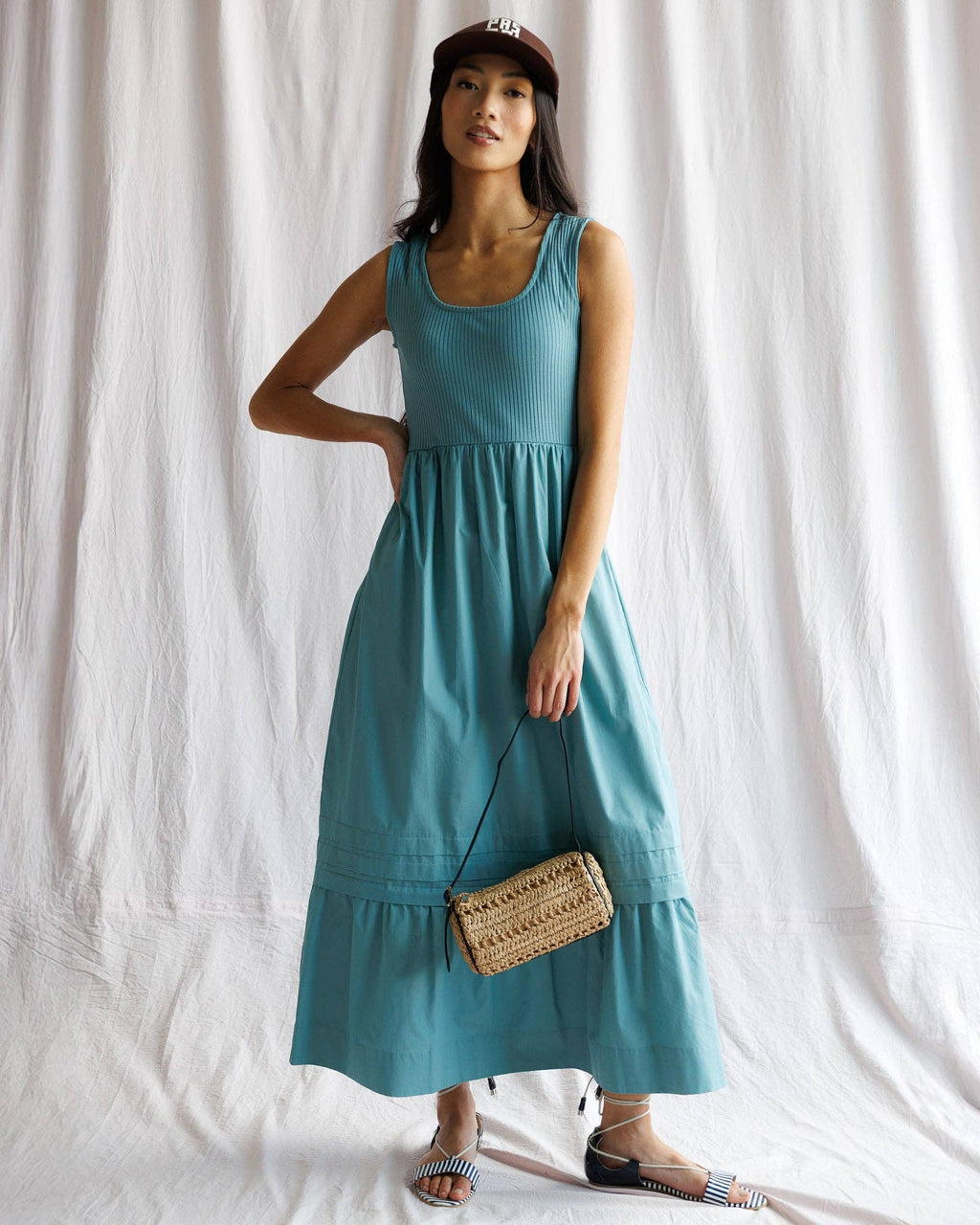 Downeast - Promenade Teal Sleeveless Maxi Dress