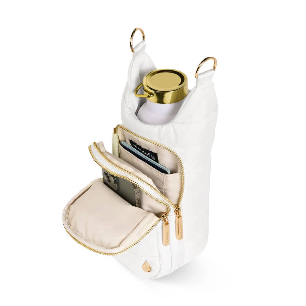 WanderFull - Original HydroBag - White Ripstop HydroBag HANDLE® with Black and White Striped Strap