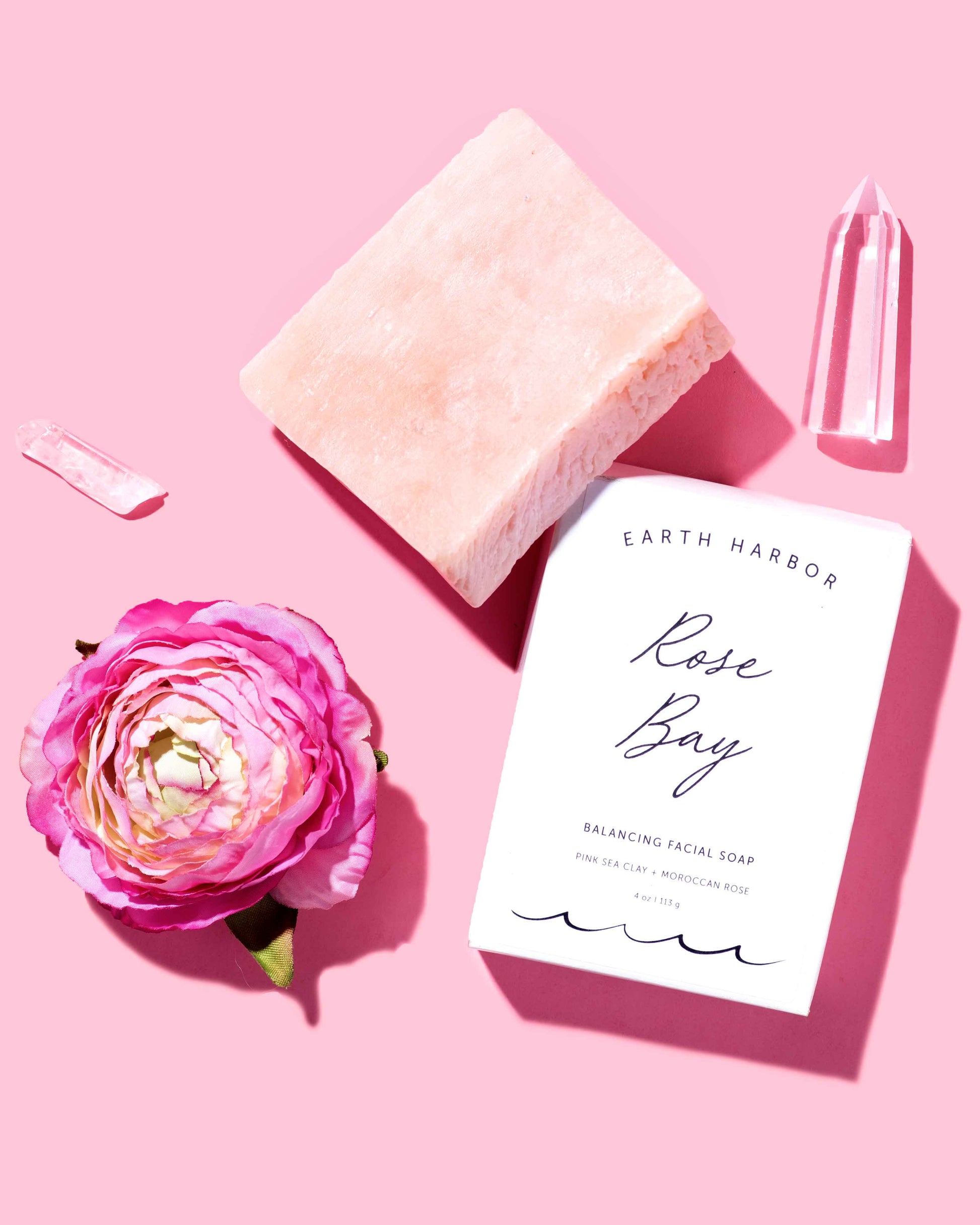 Facial Soap: Pink Sea Clay + Rose Core Earth Harbor Naturals