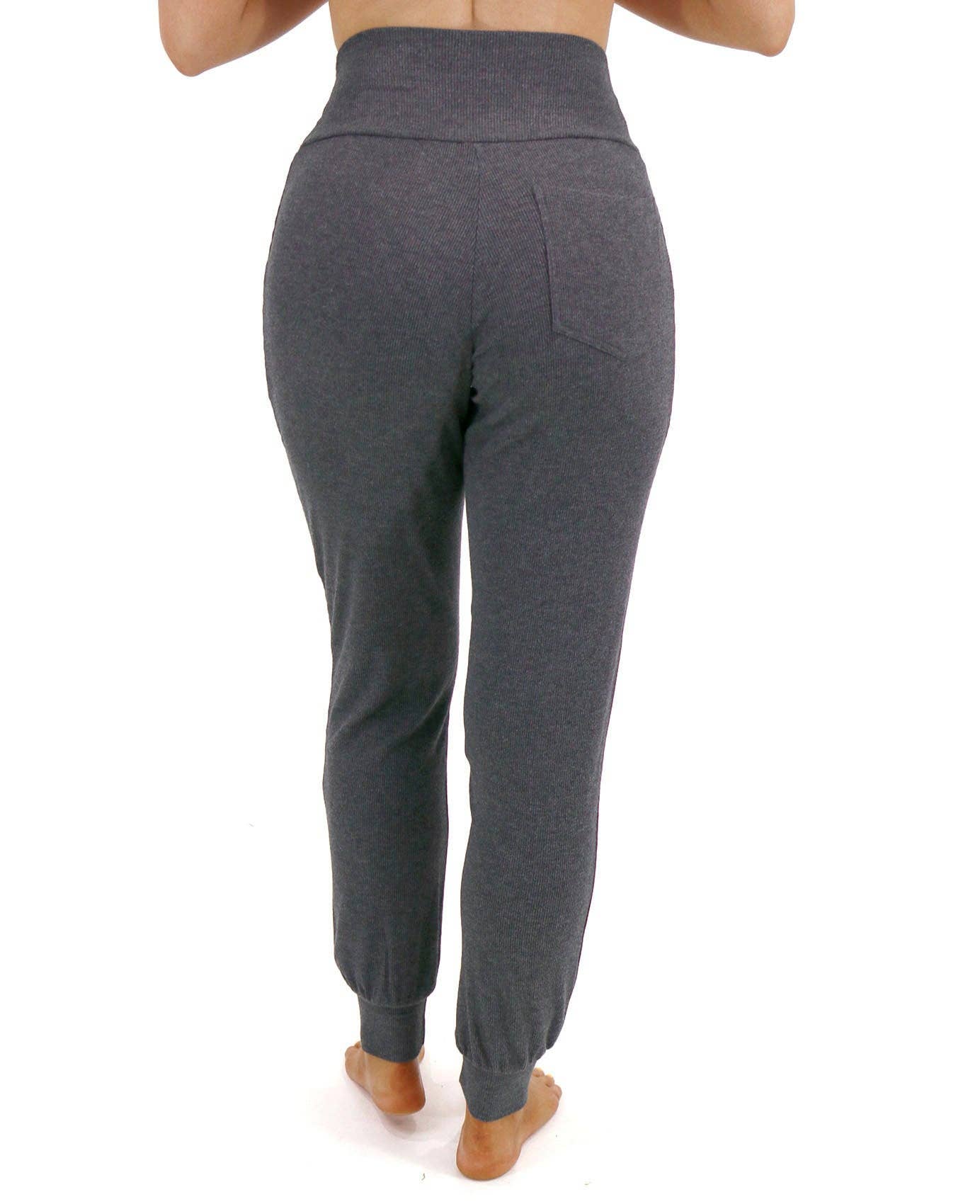 Essential Ribbed Jogger Pants In Charcoal Core Grace and Lace