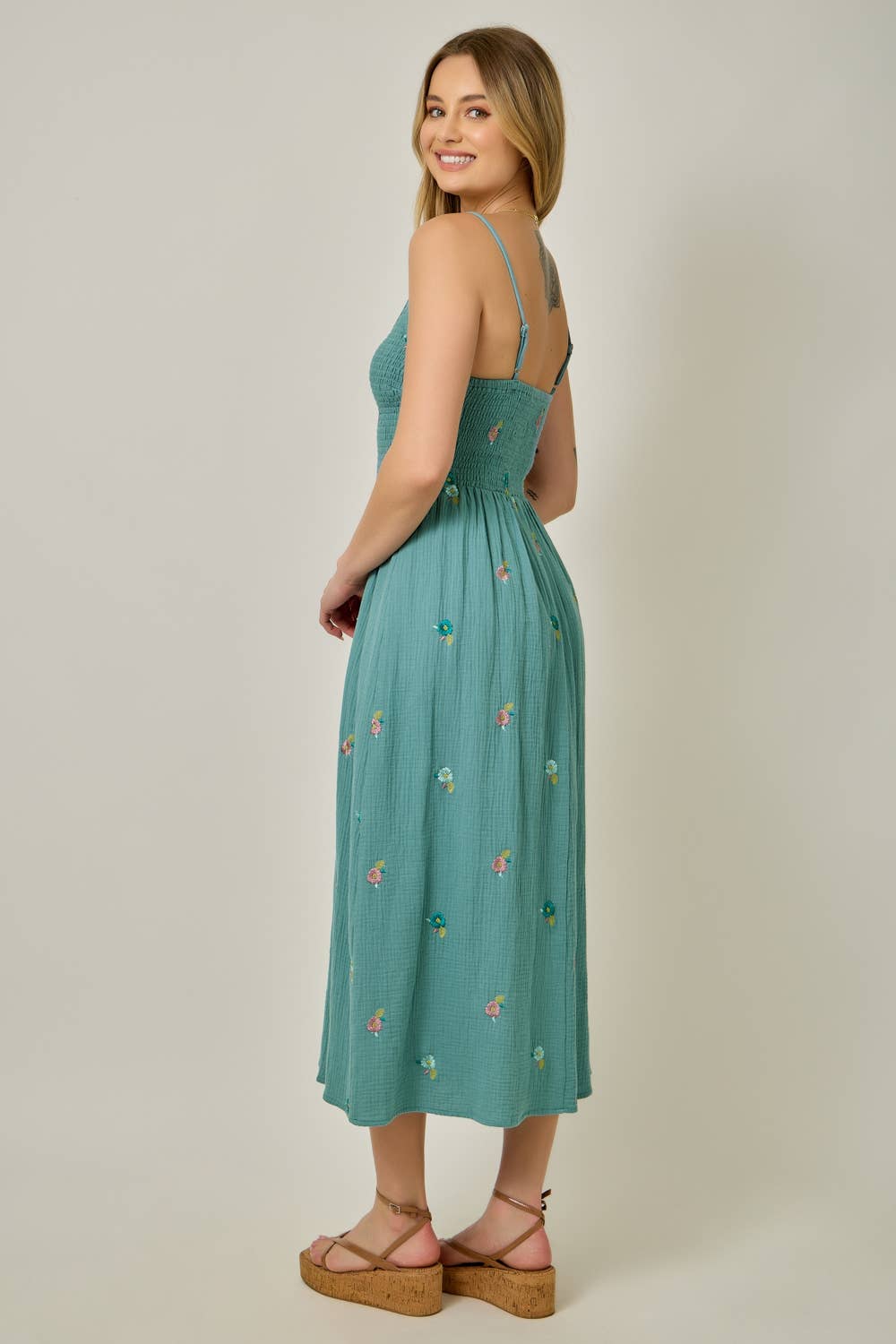 Floral Embroidered Double Gauze Dress