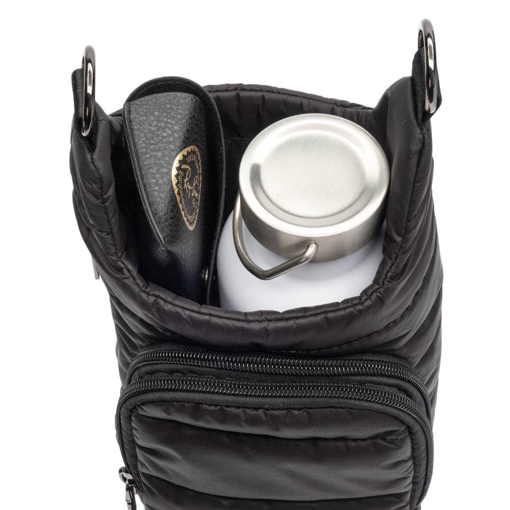 WanderFull - Original HydroBag - HydroBag® HANDLE™- Black Matte with Vegan Leather Trimmed Strap