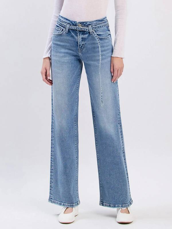 Olivia High-rise Wide Leg Belted Jeans
