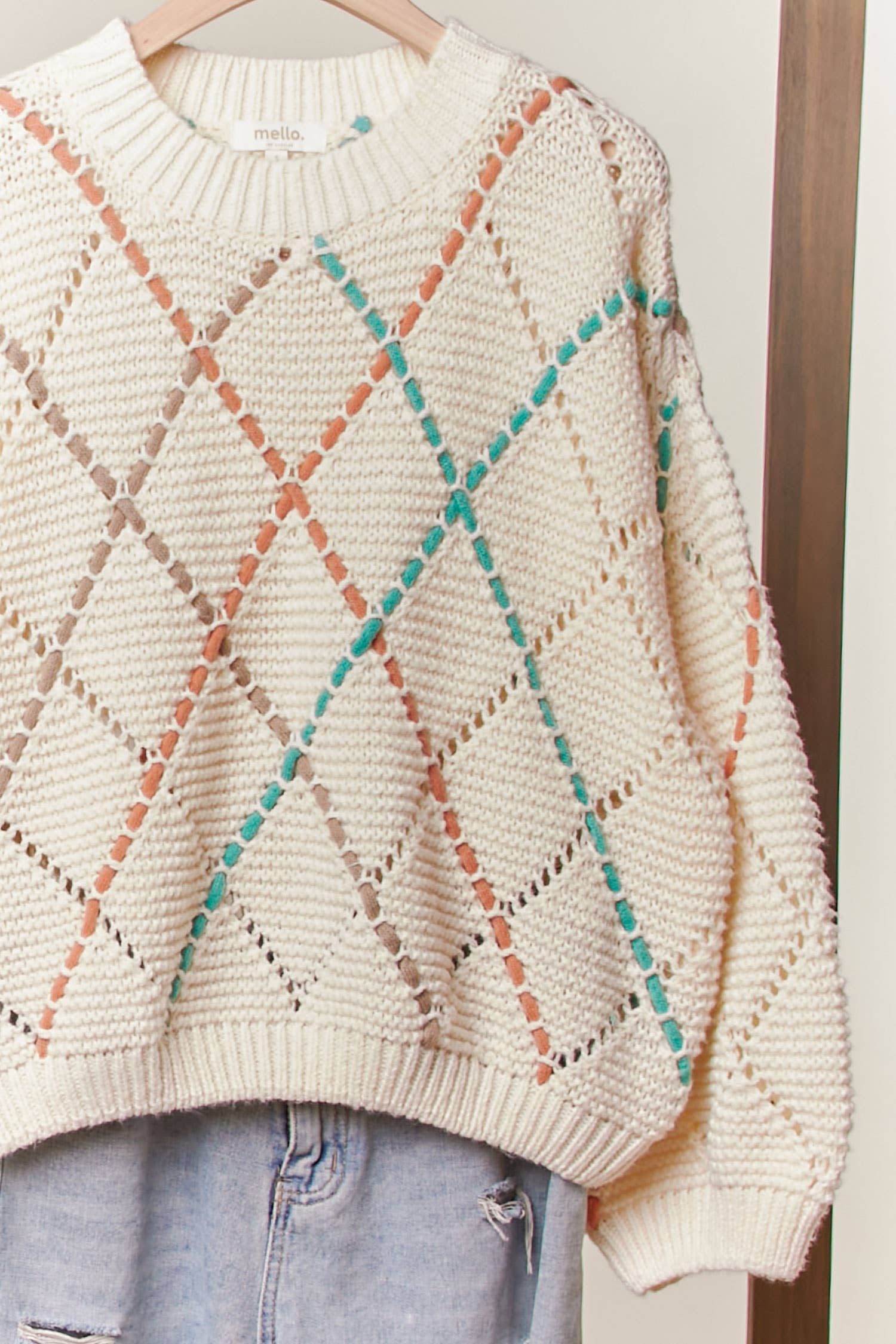 Diamond Cutout Knit Sweater Mello.