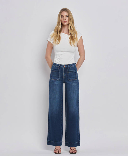 FLYING MONKEY - HIGH RISE WIDE TROUSER JEANS F5764D FLYING MONKEY