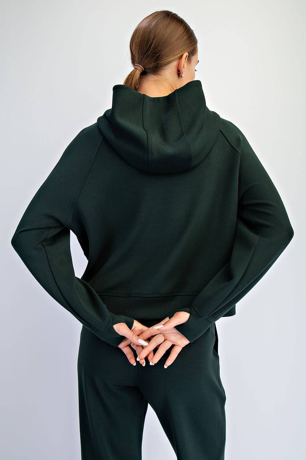 Modal Scuba Cropped Quarter Zip Hoodie