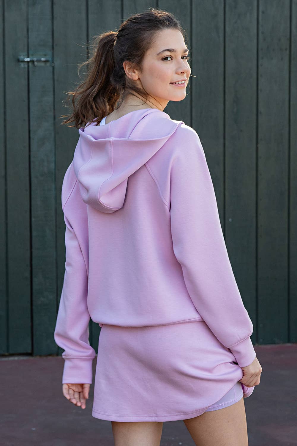 Modal Scuba Cropped Quarter Zip Hoodie