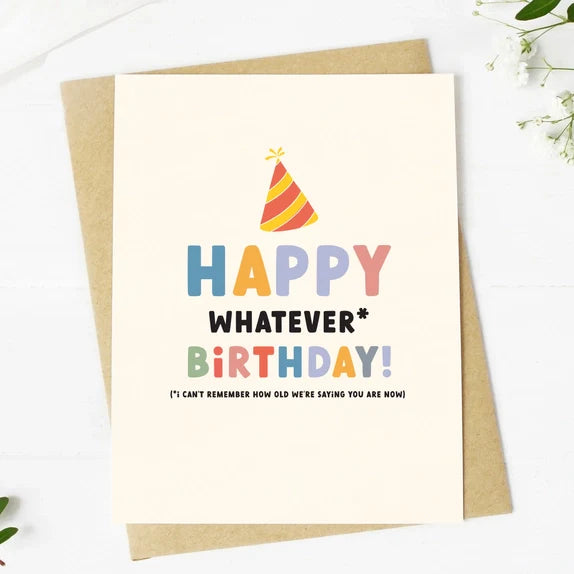 Big Mood Cards birthday greeting card with colorful text and party hat on premium cardstock with kraft envelope