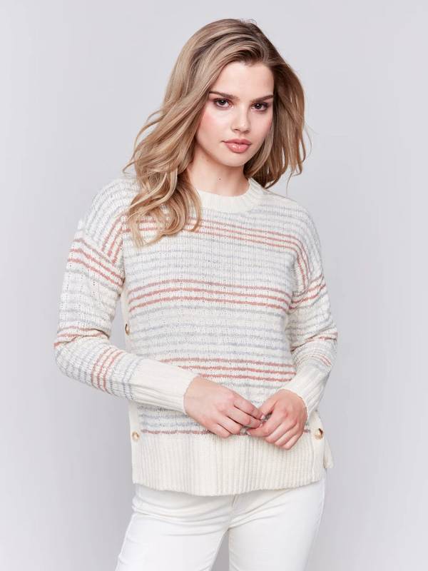 Long Sleeve Sweater With Side Buttons