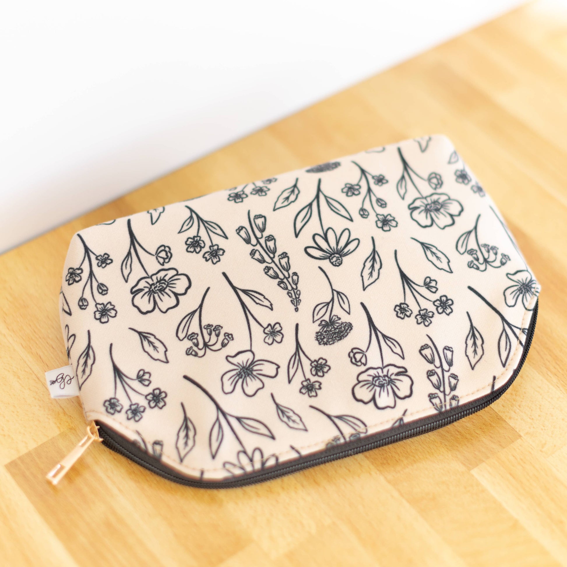 Ivory Pressed Floral Zipper Pouch Spring-Summer Elyse Breanne Design