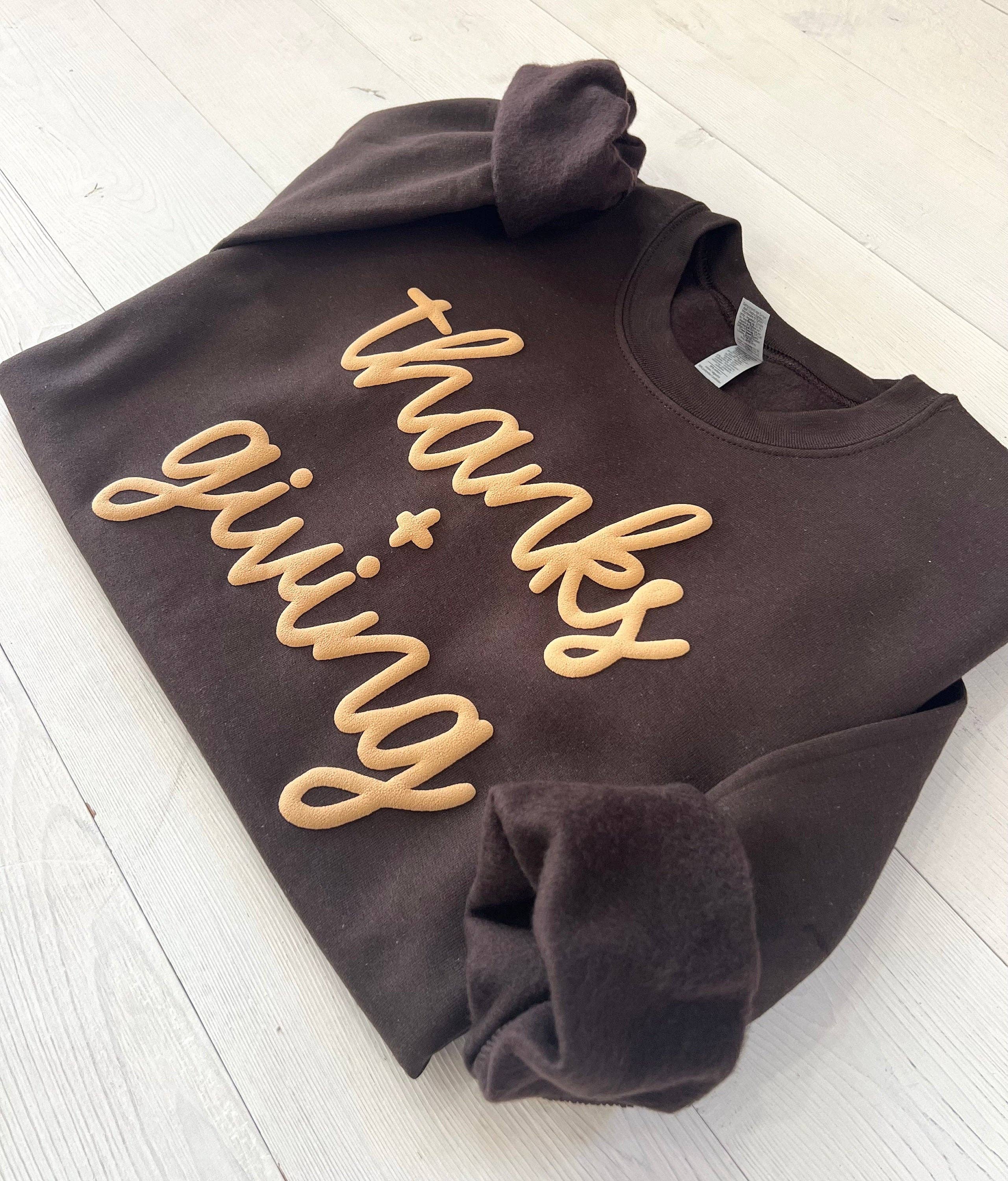 Embossed Thanks + Giving Crewneck Sweatshirt