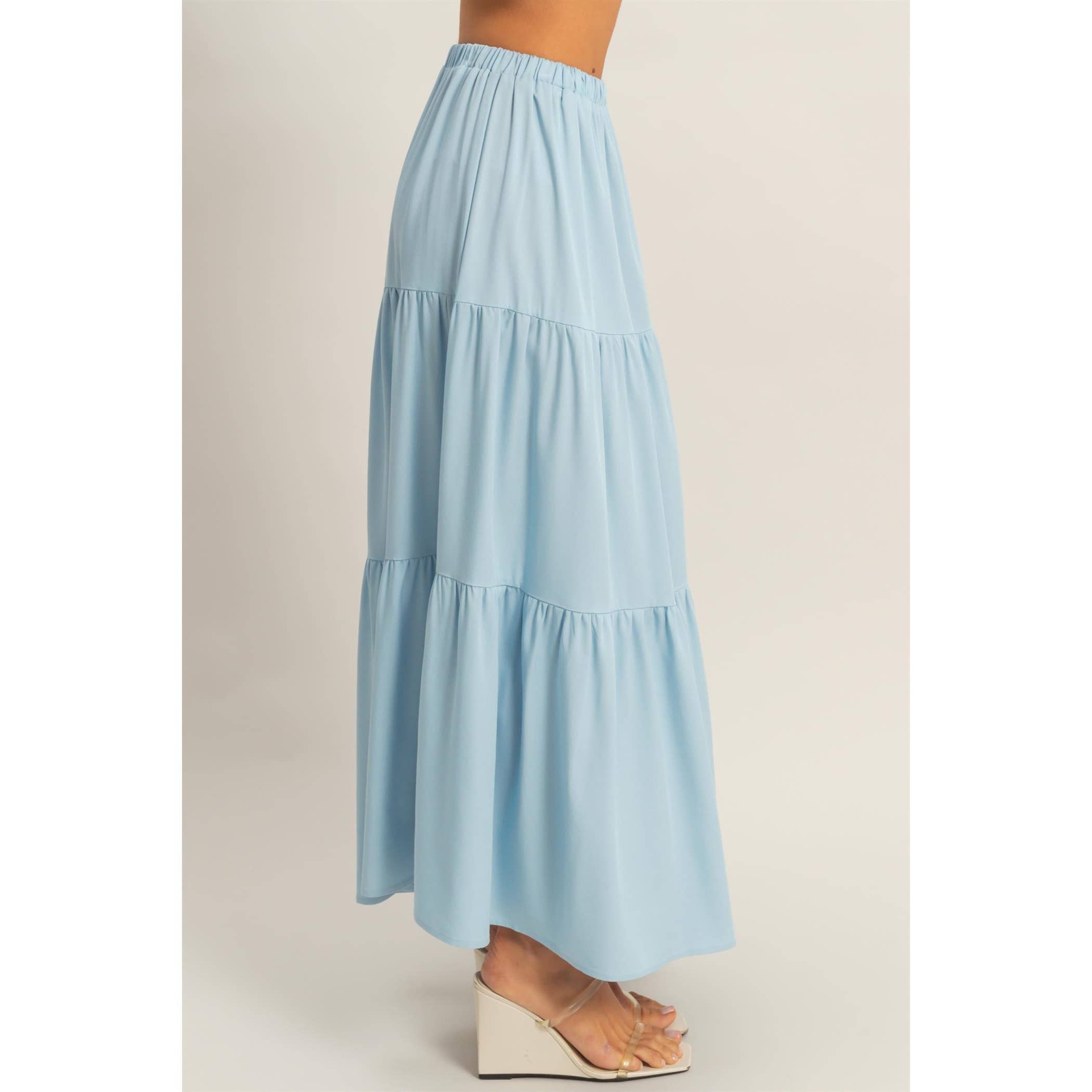 Elastic Waist 3-Tier Skirt