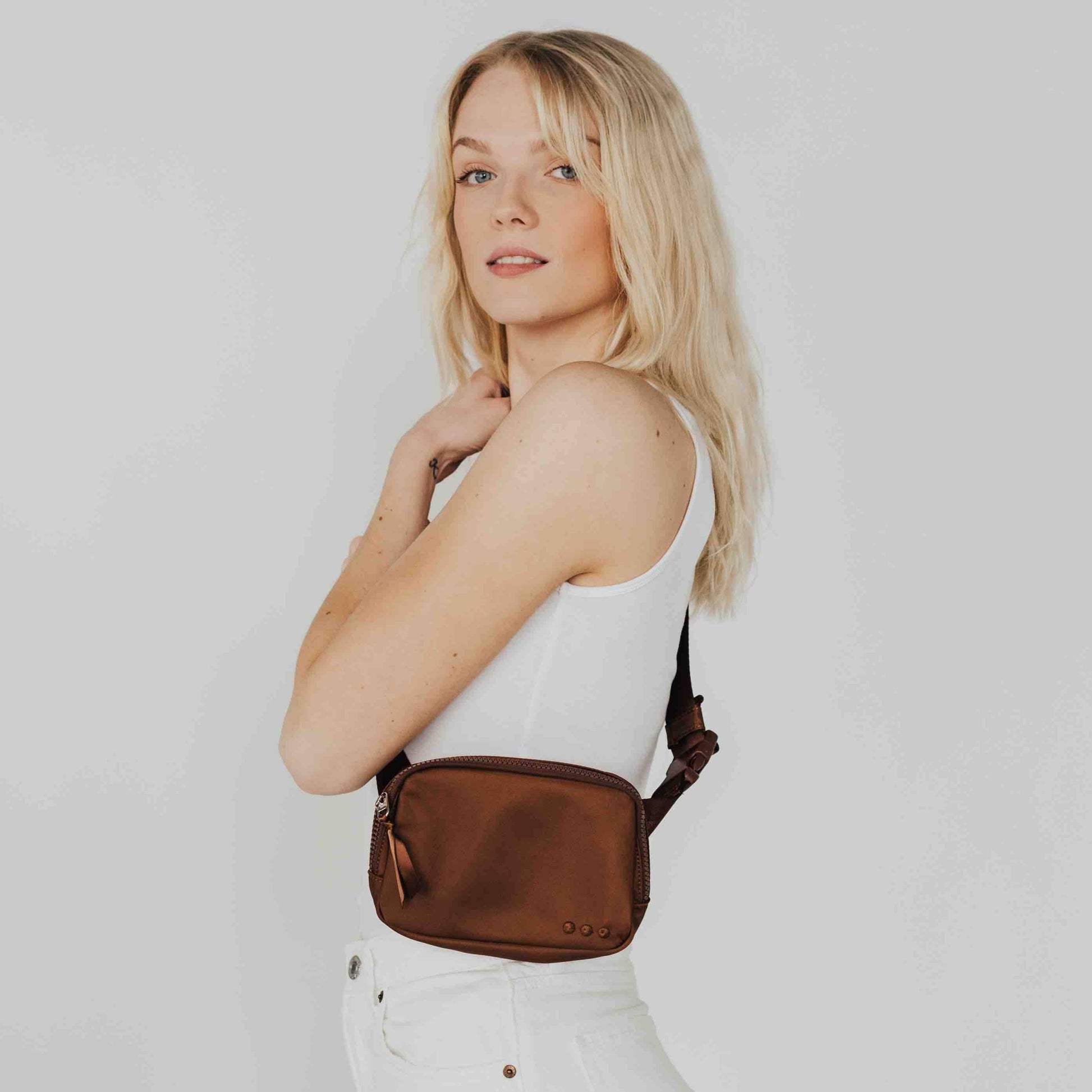 Nadya Nylon Bum Bag: Brown Core Pretty Simple