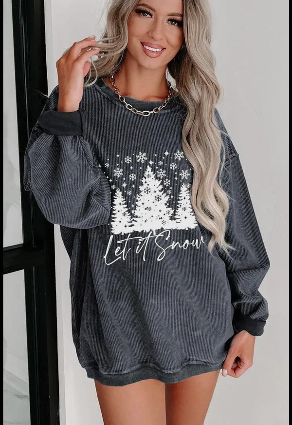 Grey Christmas Tree Corded Sweatshirt