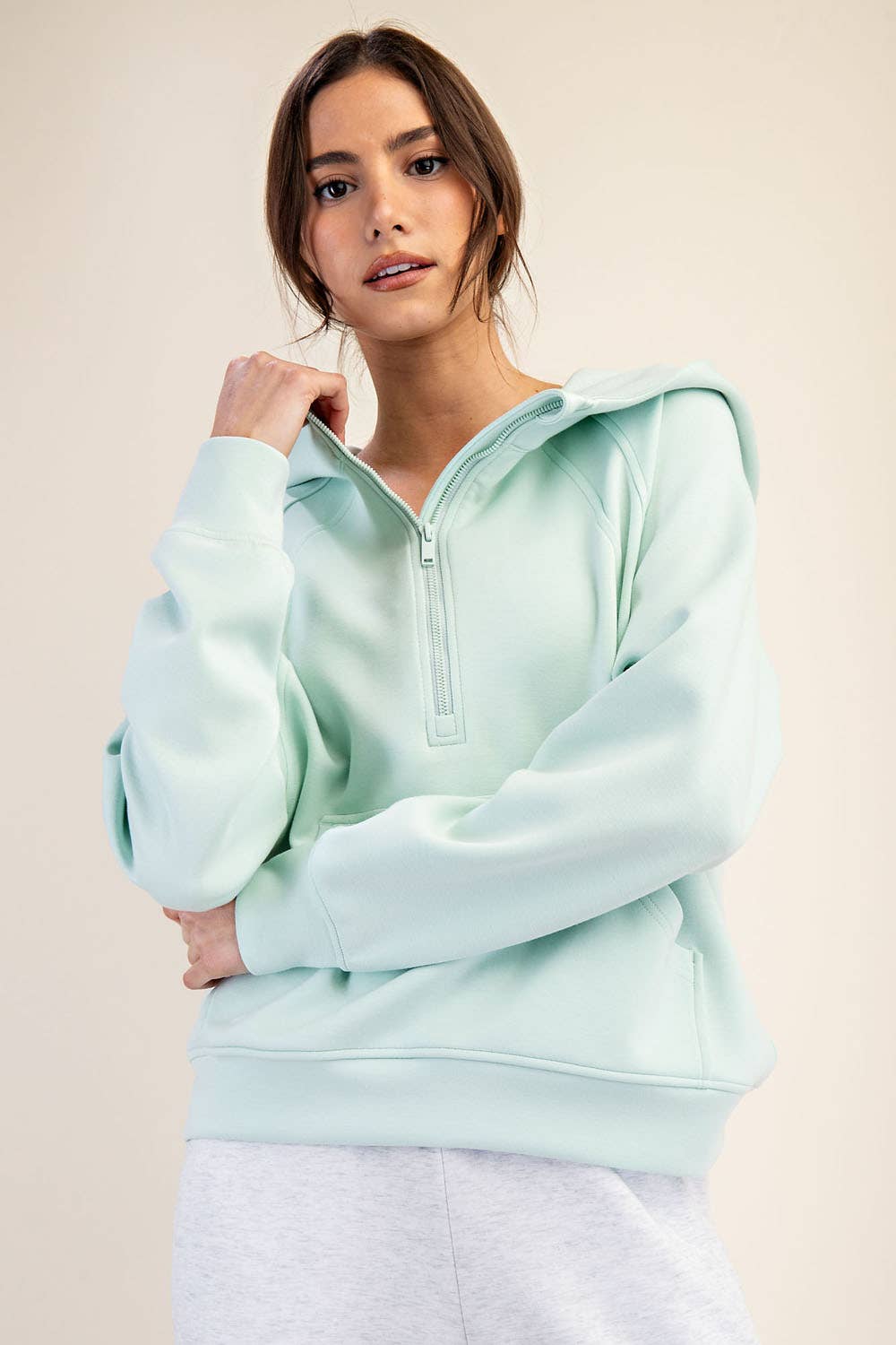 Modal Scuba Cropped Quarter Zip Hoodie