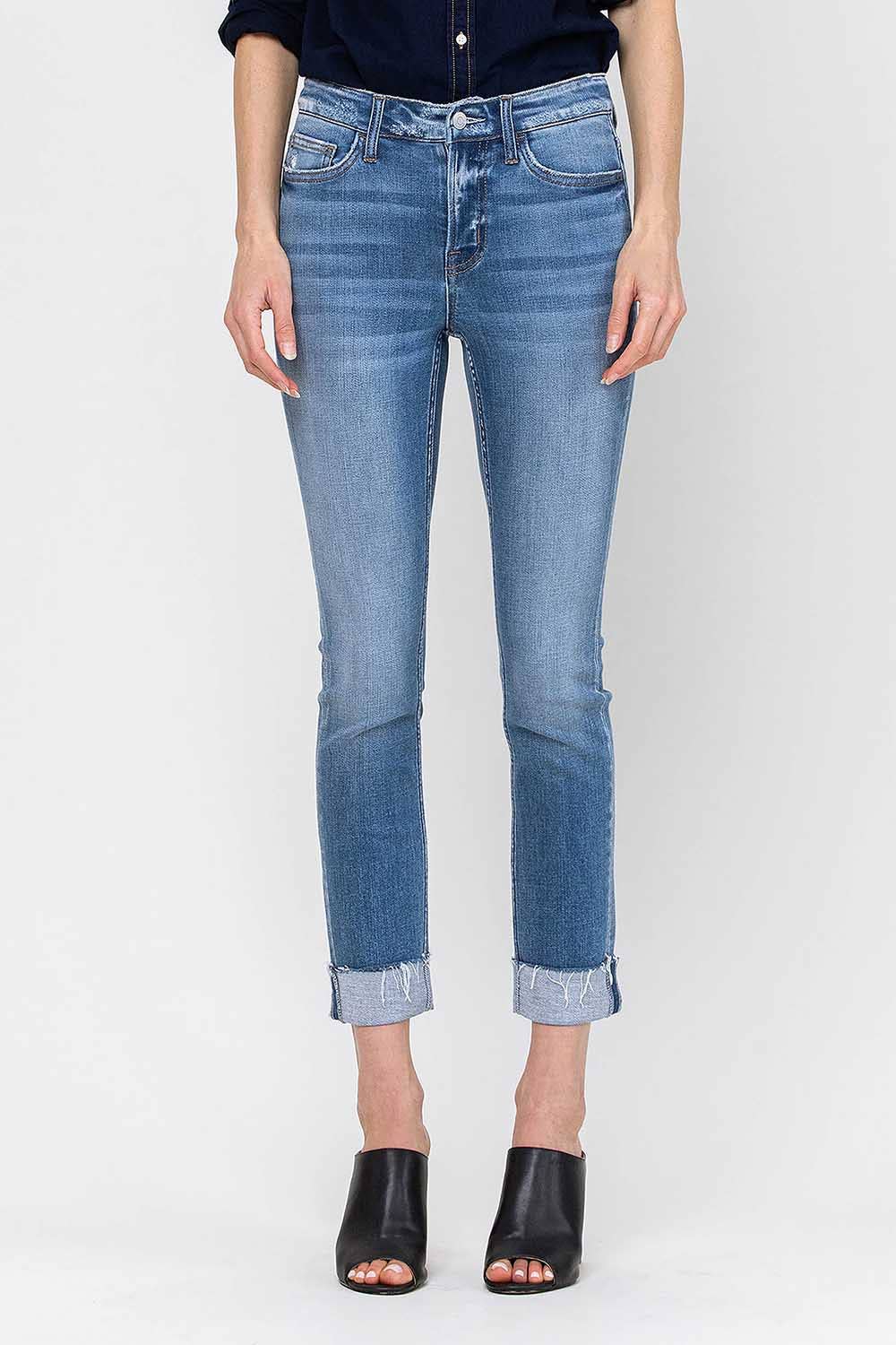 JANET MID RISE CUFFED CROPPED STRAIGHT JEANS Spring-Summer FLYING MONKEY